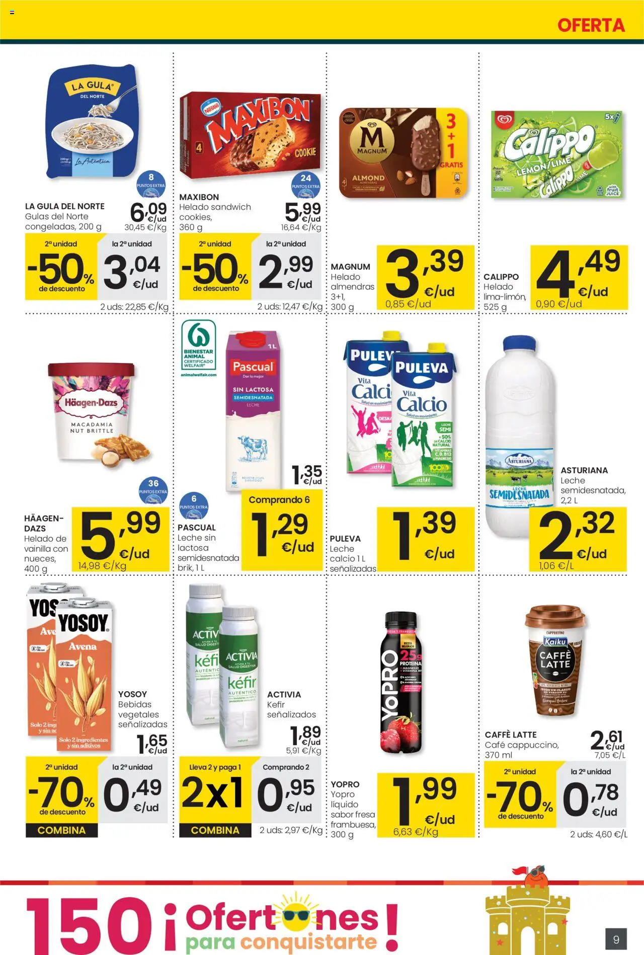 Eroski - Supermercados │ válido desde el 31.07.2025 | Página: 9 | Productos: Κρεμάστρα, Leche, Café, Helado