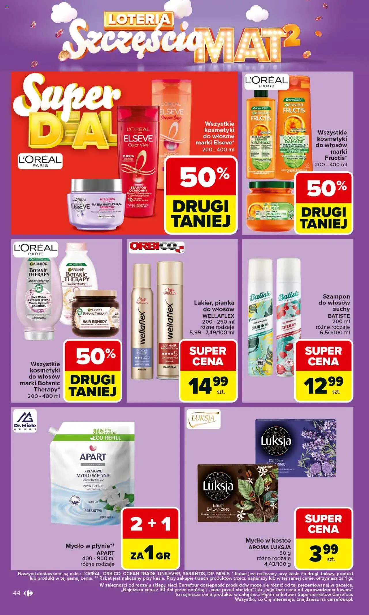 Carrefour Gazetka od 06.10.2025 | Strona: 44 | Produkty: Kremowe mydło w płynie, Mydło w płynie, Szampon, Mydło