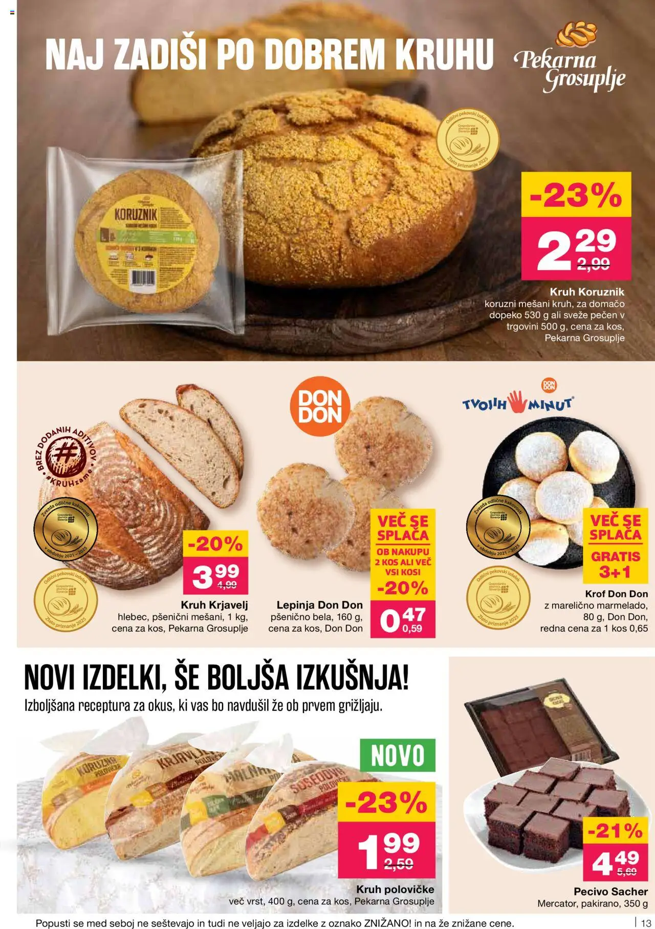 Mercator katalog │ velja od 31.07.2025 | Stran: 13 | Izdelki: Lepinja, Pekarna, Kos, Kruh