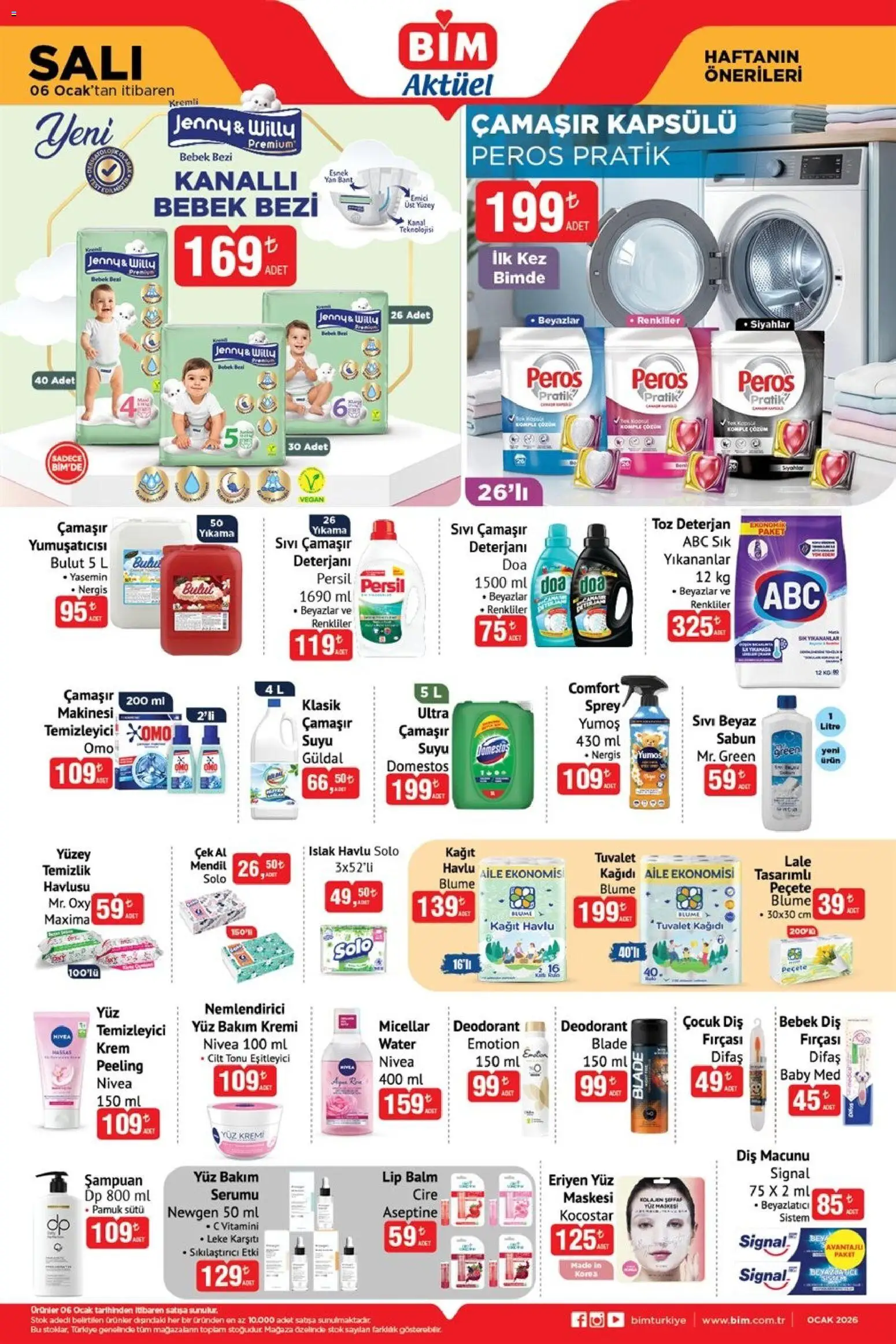 BİM Katalog - 06.01.2025 tarihinden itibaren geçerlidir | Sayfa: 1 | Ürünler: Tuvalet, Şampuan, Ocak, Nergis