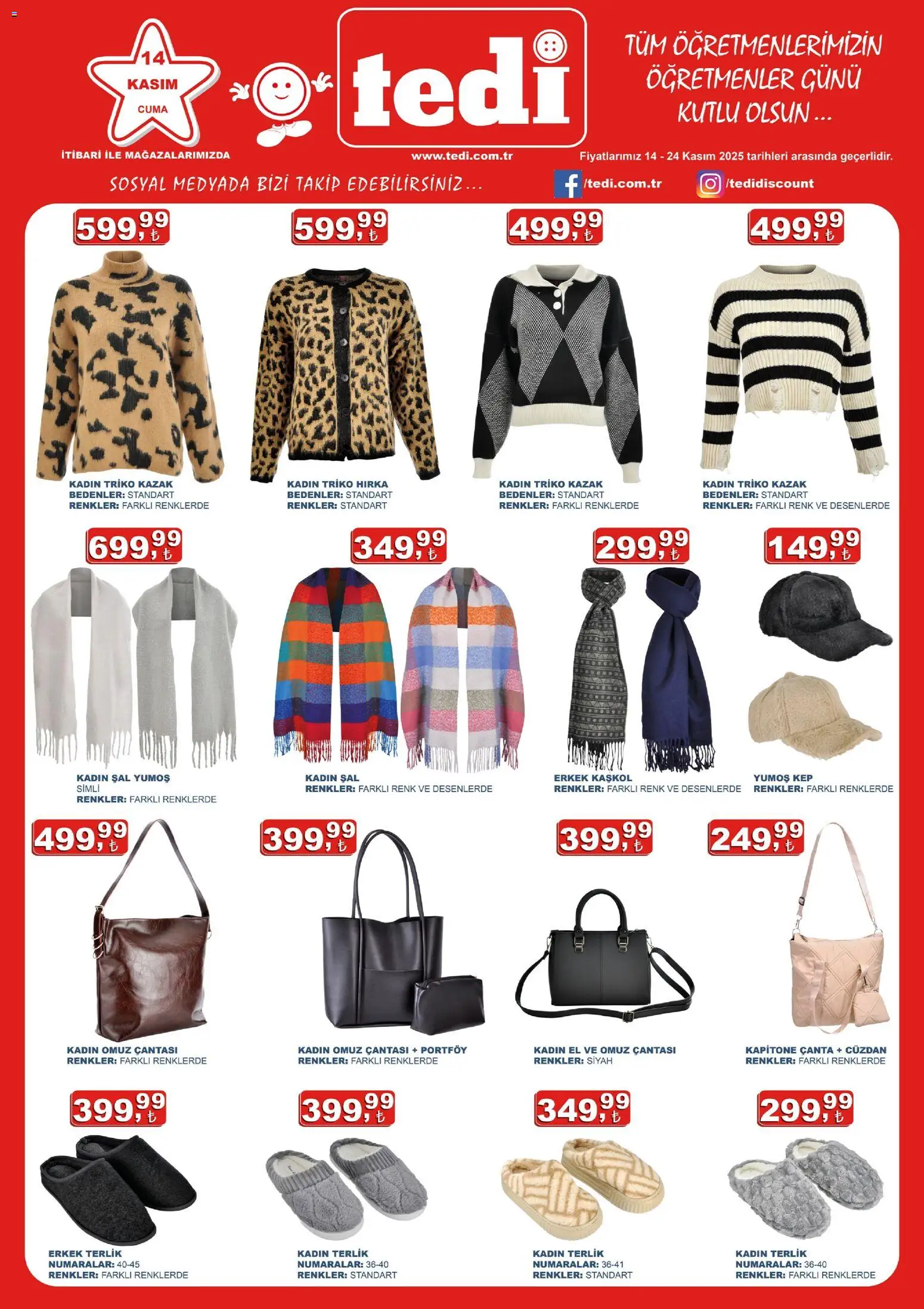 Tedi  - Katalog - 14.11.2025 tarihinden itibaren geçerlidir | Sayfa: 1 | Ürünler: Çanta, Cüzdan, Şal, Kep