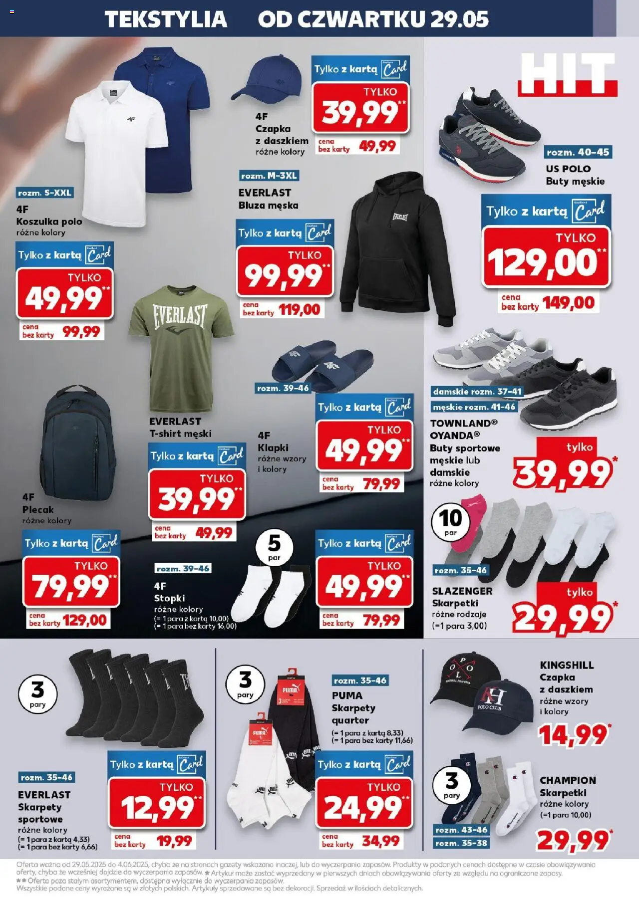 Kaufland gazetka - Mega okazje od 29.05.2025 | Strona: 11 | Produkty: Karta, Klapki, Buty męskie, Tekstylia