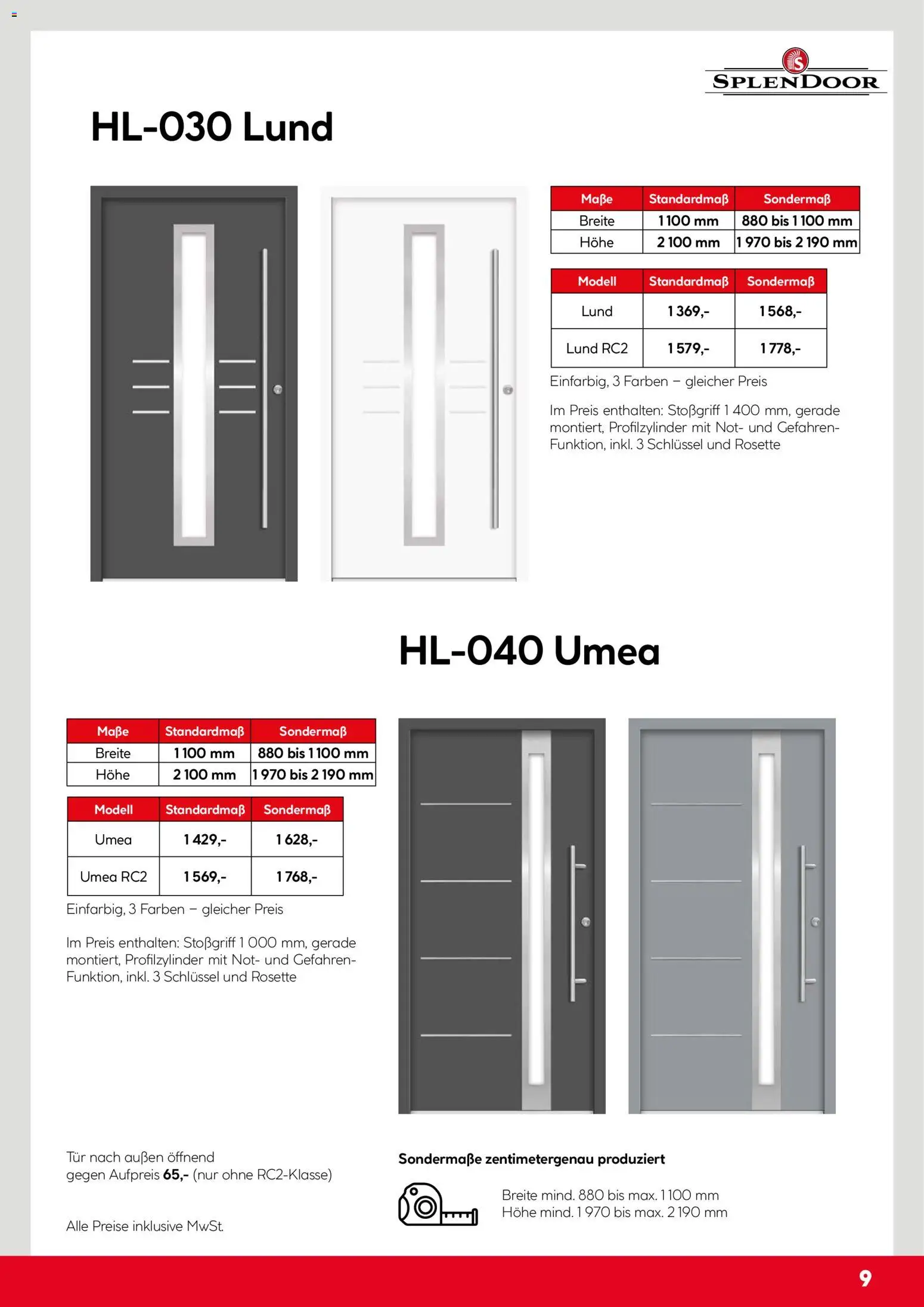 Hellweg Splendoor Innentüren Katalog – gültig ab 05.12.2025 | Seite: 9 | Produkte: Tür