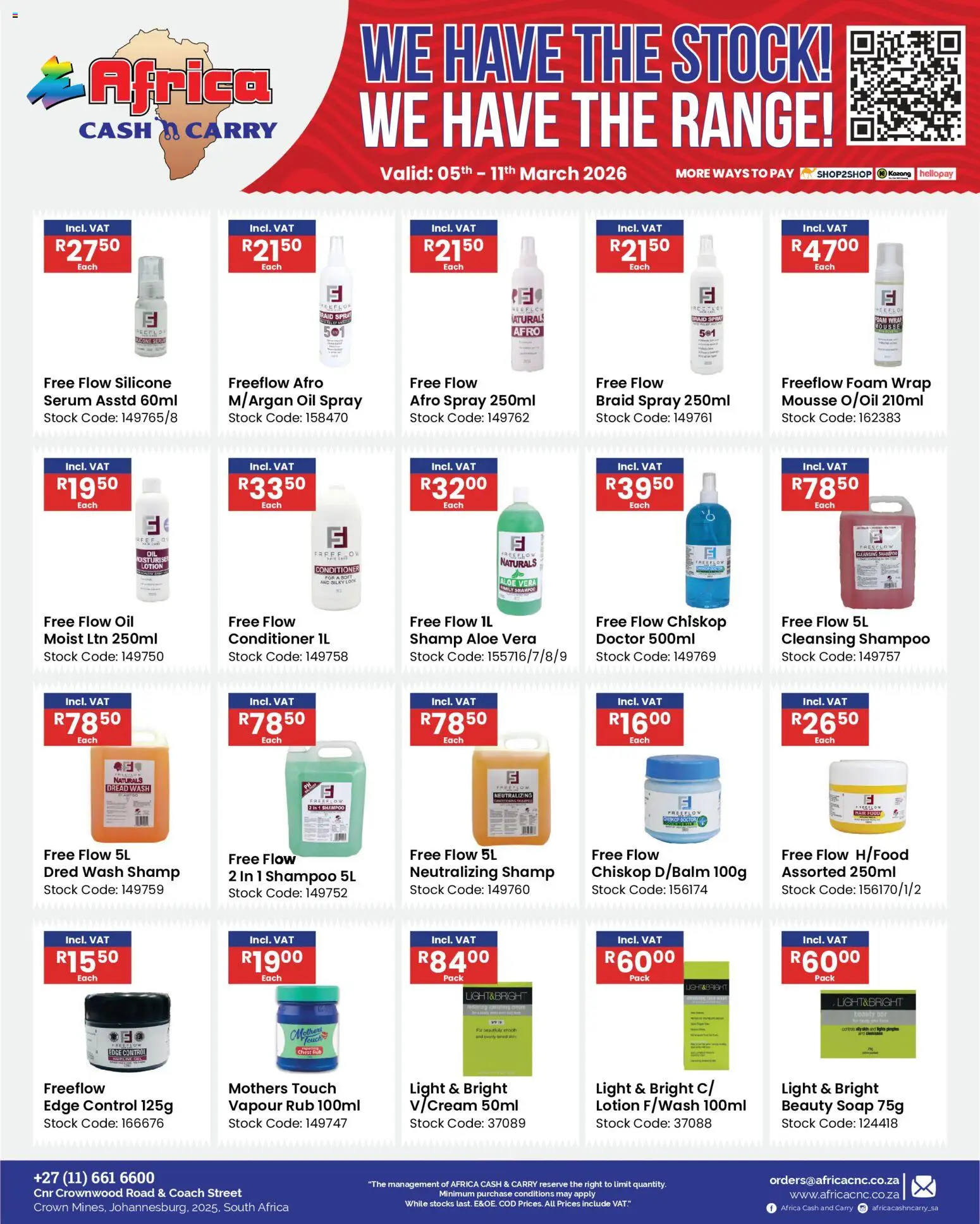 New Africa Cash & Carry catalogue – valid from 05.03.2026 | Page: 32 | Products: Light, Shampoo, Soap, Lotion