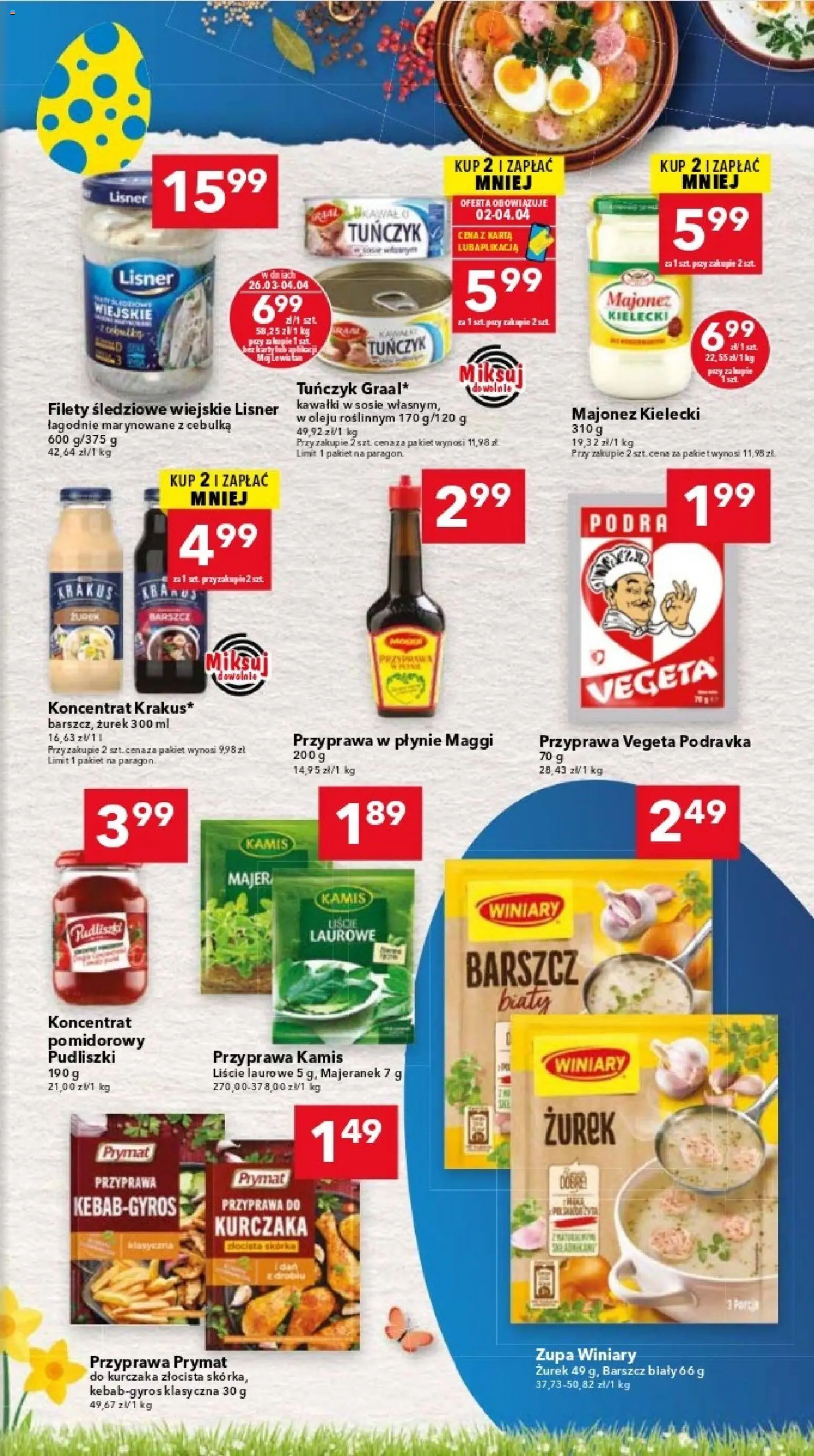 Lewiatan gazetka - Katowice od 26.03.2026 | Strona: 7 | Produkty: Karta, Majeranek, Koncentrat pomidorowy, Zurek