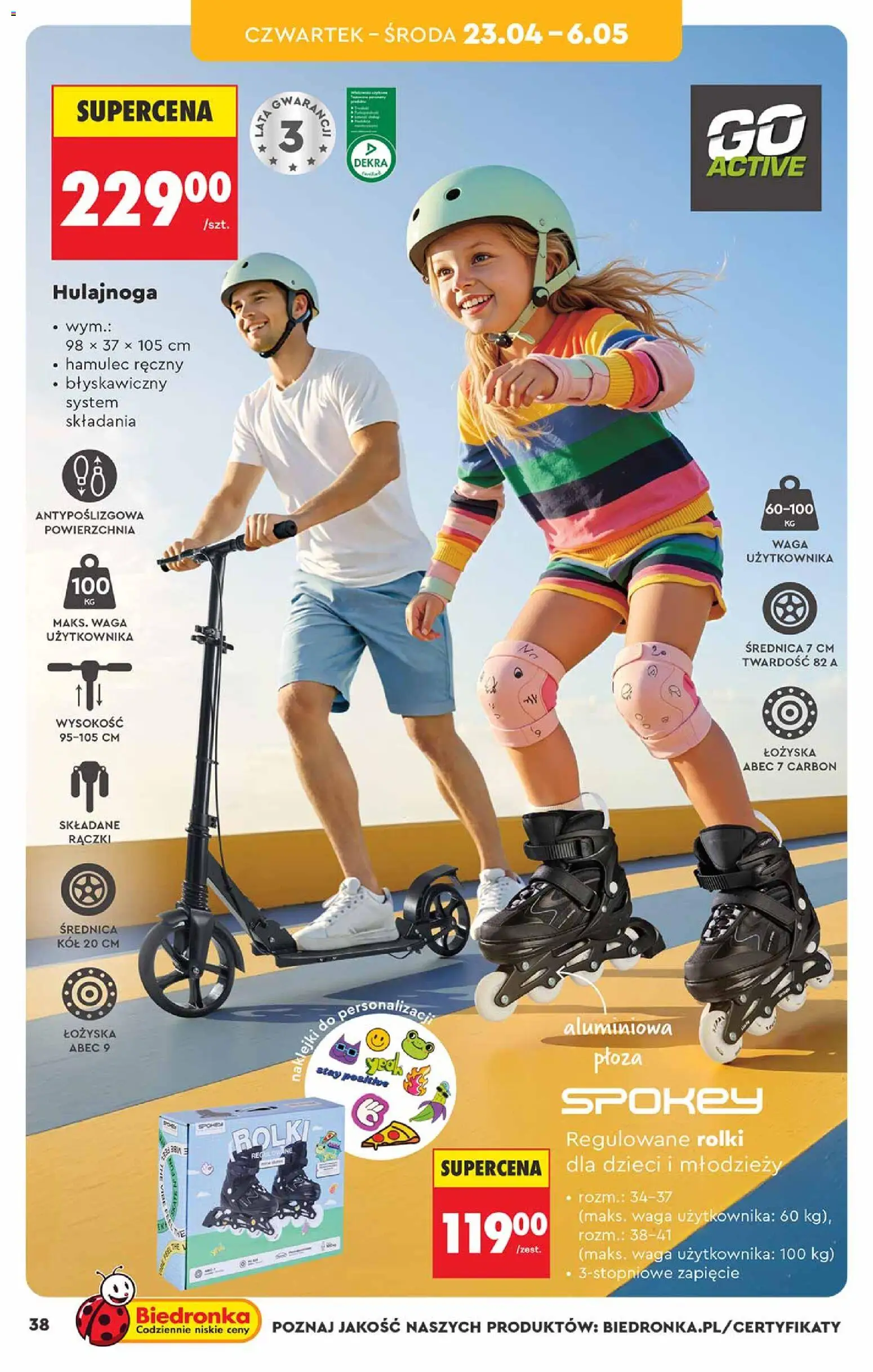 Biedronka gazetka - Hity i inspiracje od 18.04.2026 | Strona: 38 | Produkty: Waga, Rolki, Naklejki