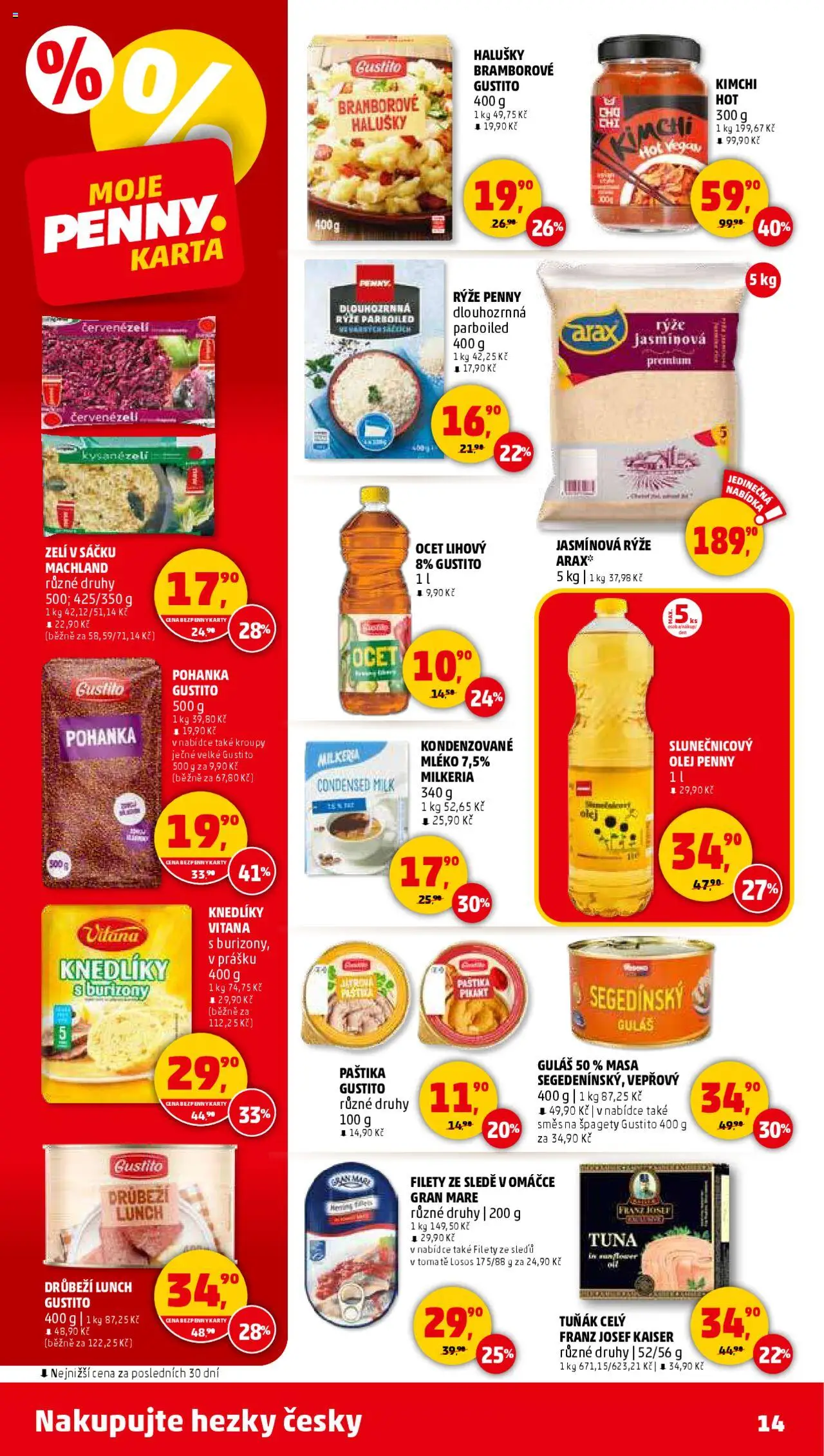 Penny Market leták - Čtvrtečník od 11.09.2025 | Strana: 14 | Produkty: Tuňák, Rýže, Špagety, Jasmínová rýže