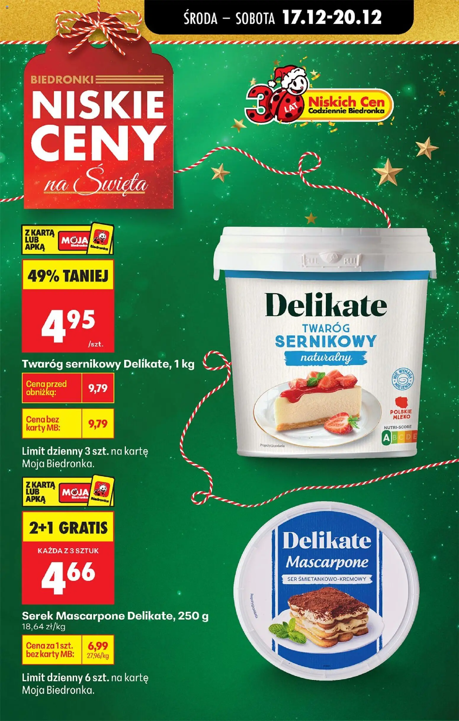 Biedronka gazetka - Oferta w tym tygodniu od 17.12.2025 | Strona: 9 | Produkty: Karta, Mascarpone, Mleko, Twaróg