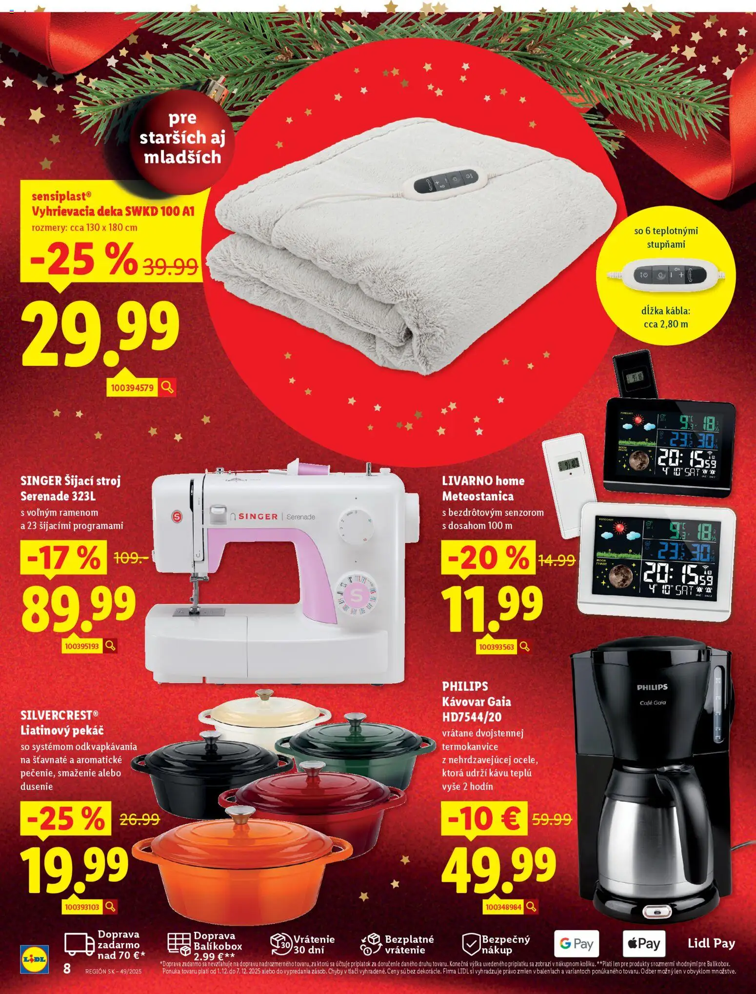 Nové Lidl akcie – leták je platný od 01.12.2025 | Strana: 8 | Produkty: Šijací stroj, Kávovar
