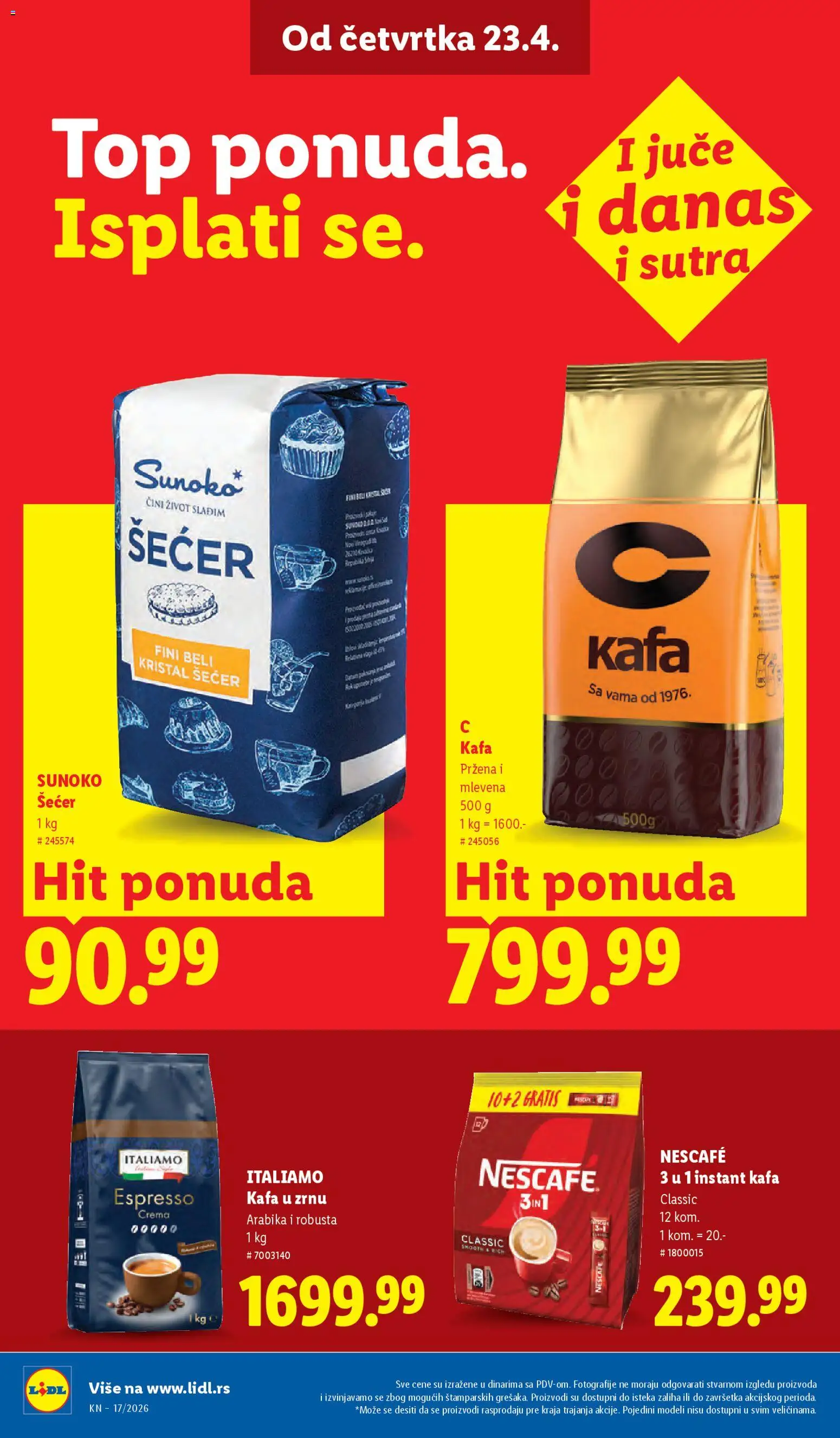 Lidl katalog - važi od 23.04.2026 | Strana: 32 | Proizvode: Instant kafa, Šećer, Kafa, Nescafé