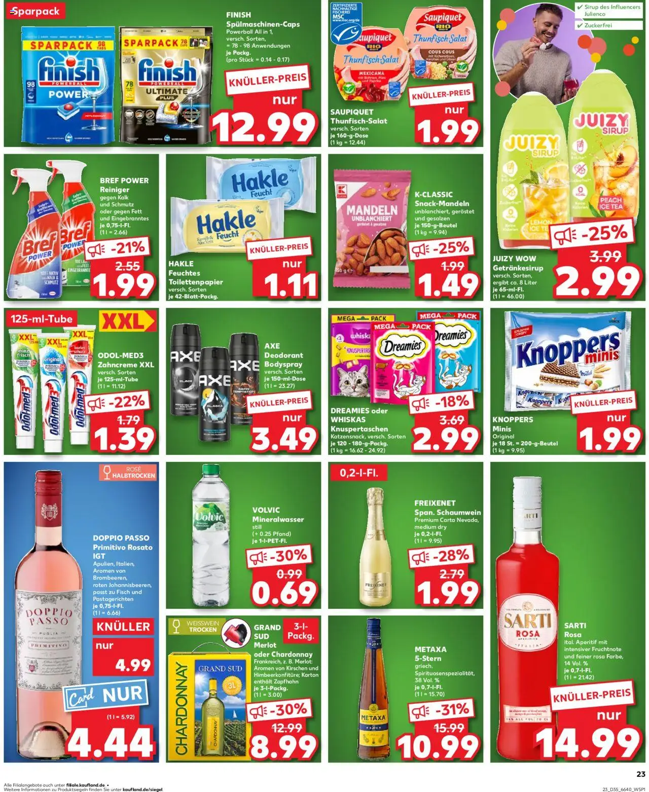 Kaufland Prospekt 	 - gültig ab dem 28.08.2025 | Seite: 23 | Produkte: Sirup, Finish, Mineralwasser, Axe