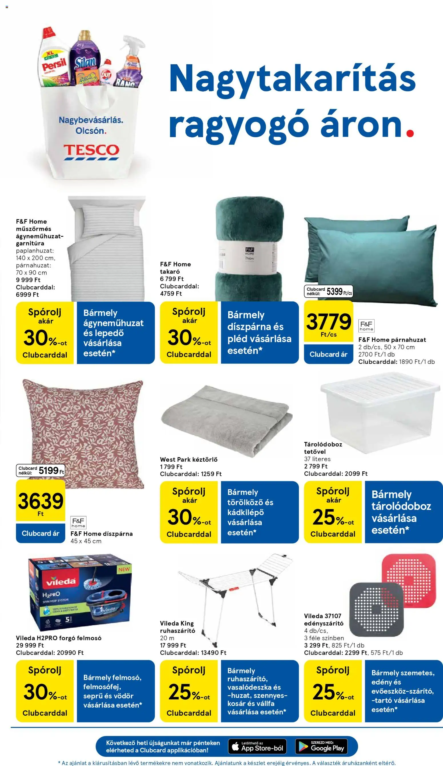 Tesco akciós ujság - amely érvényes a következő dátumtól: 08.01.2026 | Oldal: 13 | Termékek: Törölköző, Párnahuzat, Lepedő, Vasalódeszka