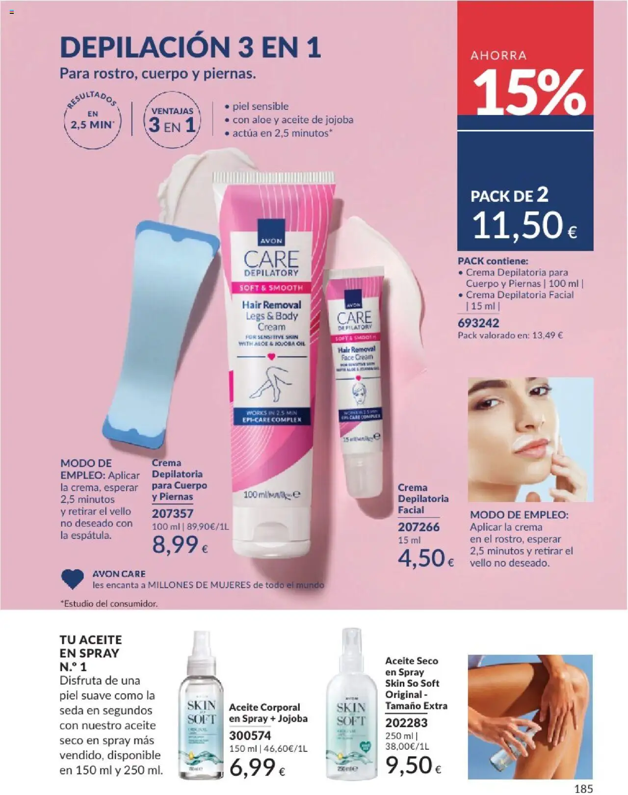 Catálogo AVON campaña 6 │ válido desde el 01.06.2025 | Página: 185 | Productos: Crema depilatoria, Crema, Aceite corporal, Body