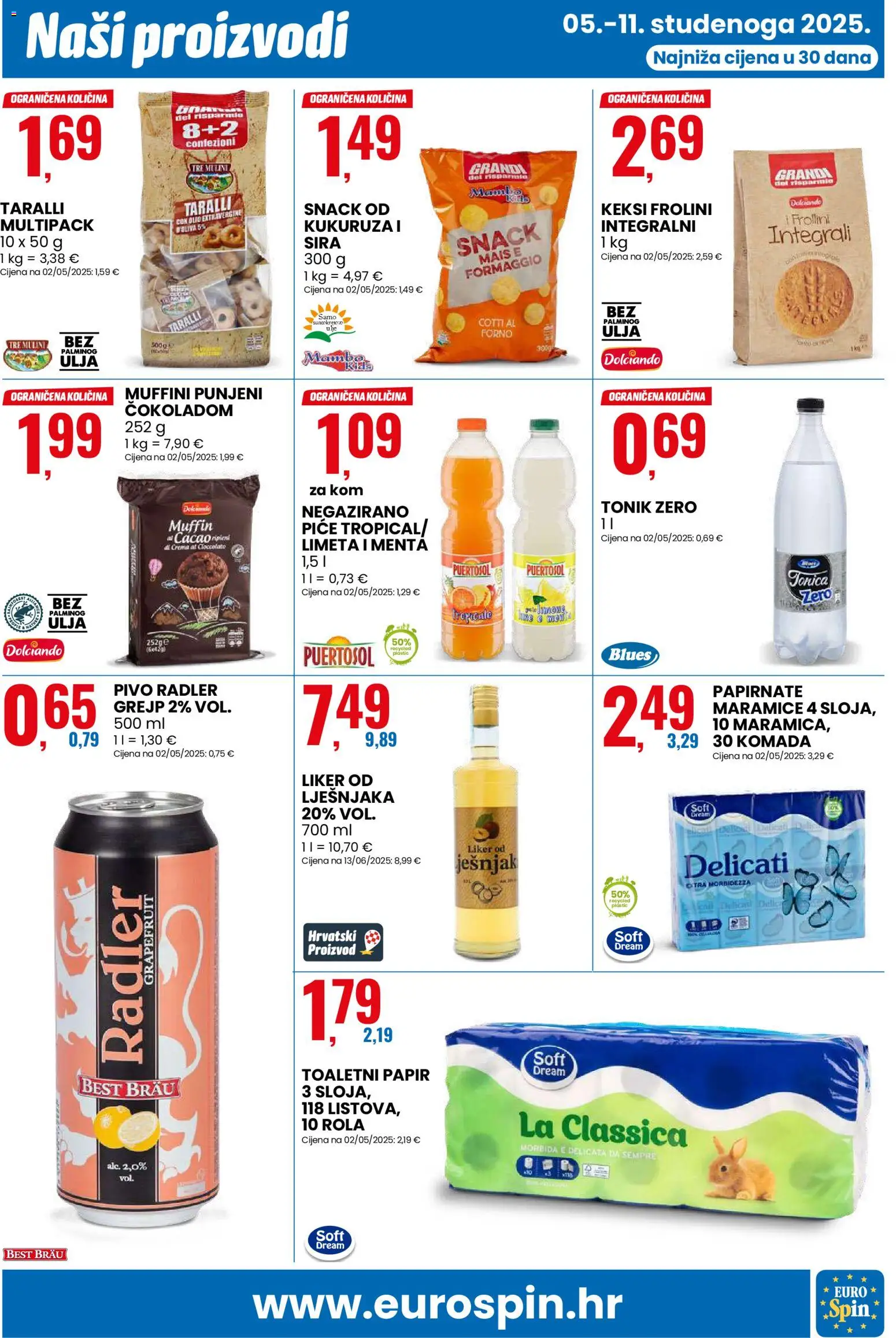 Eurospin katalog | vrijedi od 05.11.2025 | Stranica: 11 | Proizvodi: Radler, Pivo, Toaletni papir, Limeta