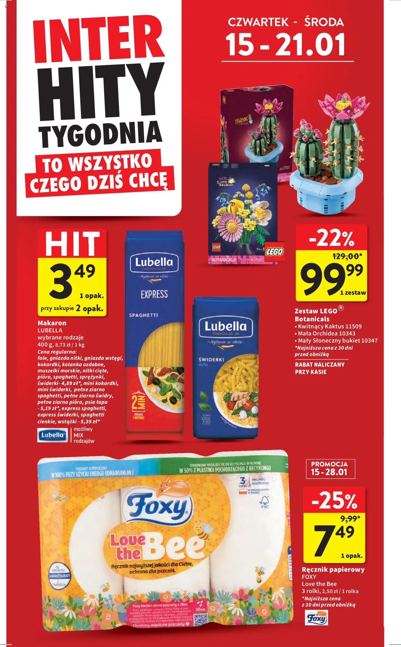 Intermarche Gazetka od 15.01.2026 | Strona: 6 | Produkty: Rolki, Lego, Makaron, Ręcznik papierowy