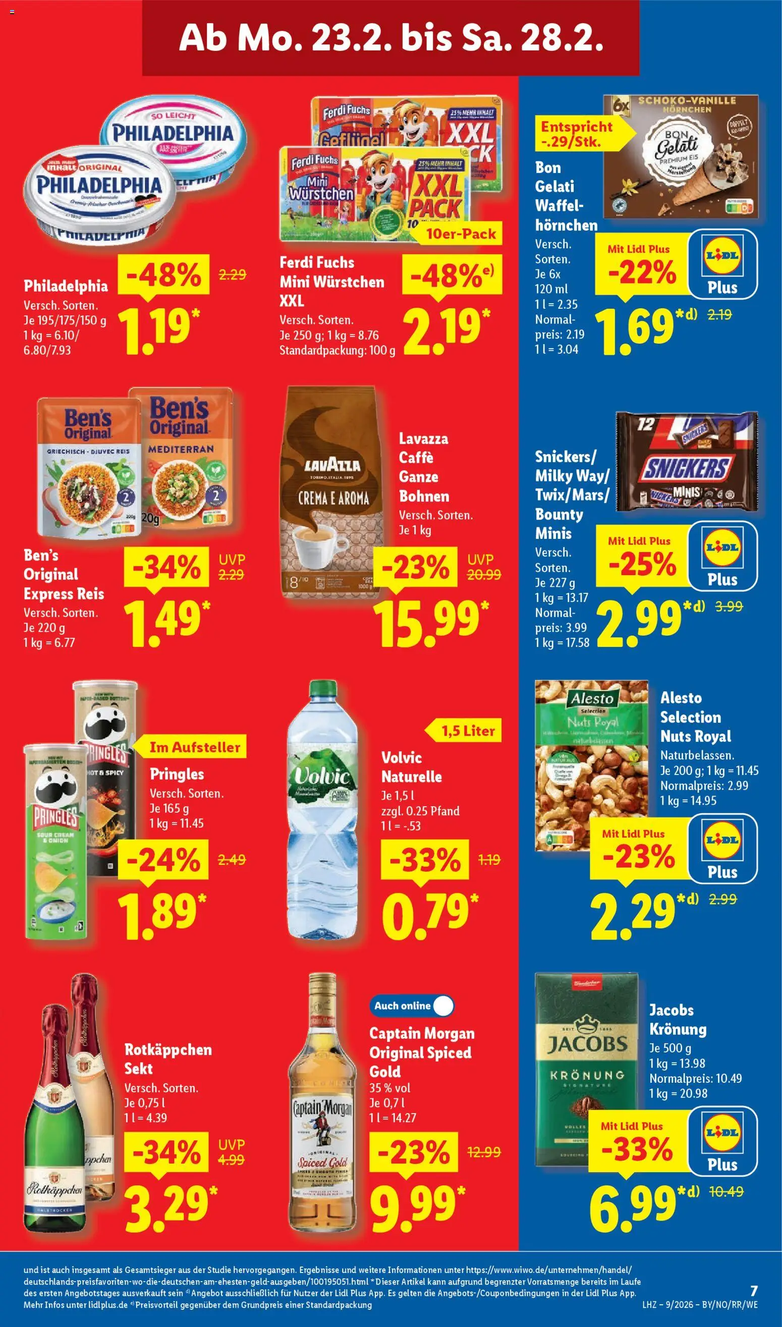 Lidl Prospekt Bestwig – gültig ab 23.02.2026 | Seite: 13 | Produkte: Captain morgan, Reis, Volvic, Eis