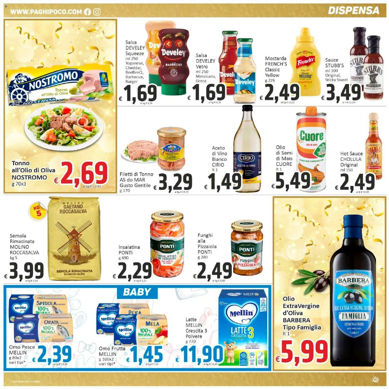 Volantino Paghi Poco del 27.11.2026 | Pagina: 15 | Prodotti: Pesce, Olio, Funghi, Scaffale