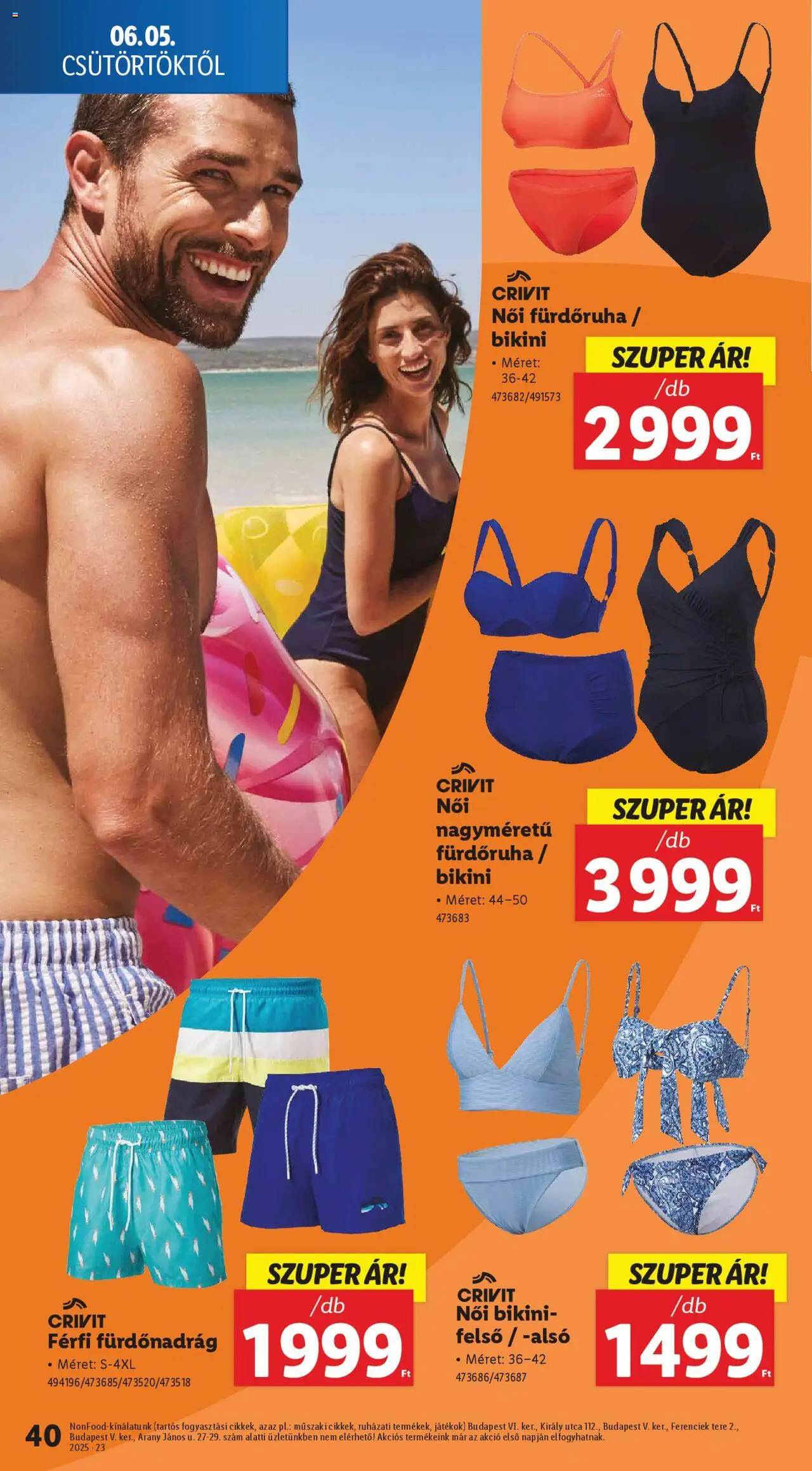 Lidl akciós ujság - amely érvényes a következő dátumtól: 05.06.2025 | Oldal: 40 | Termékek: Bikini, Játékok, Fürdőruha