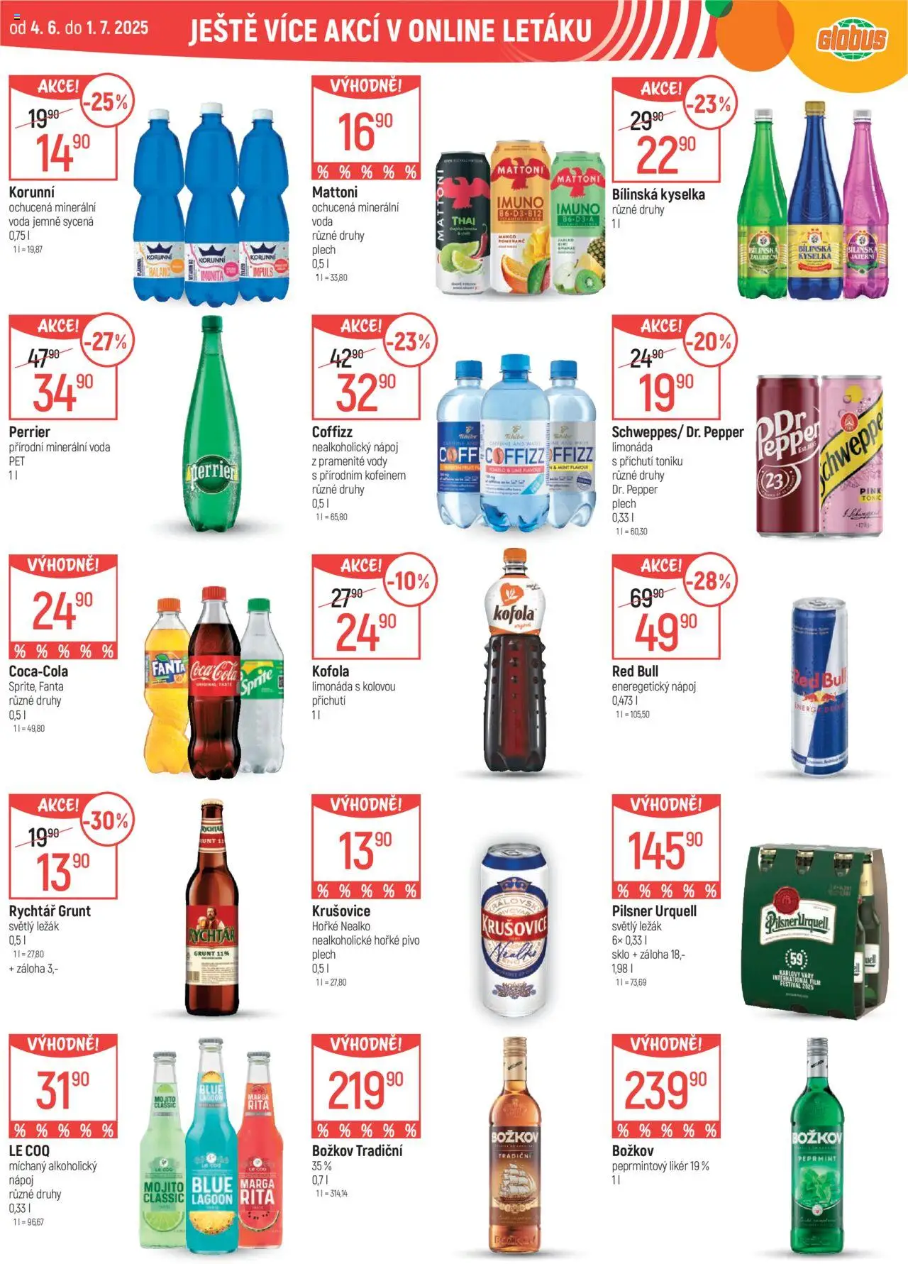 Globus leták - České Budějovice od 11.06.2025 | Strana: 50 | Produkty: Voda, Fanta, Likér, Cola