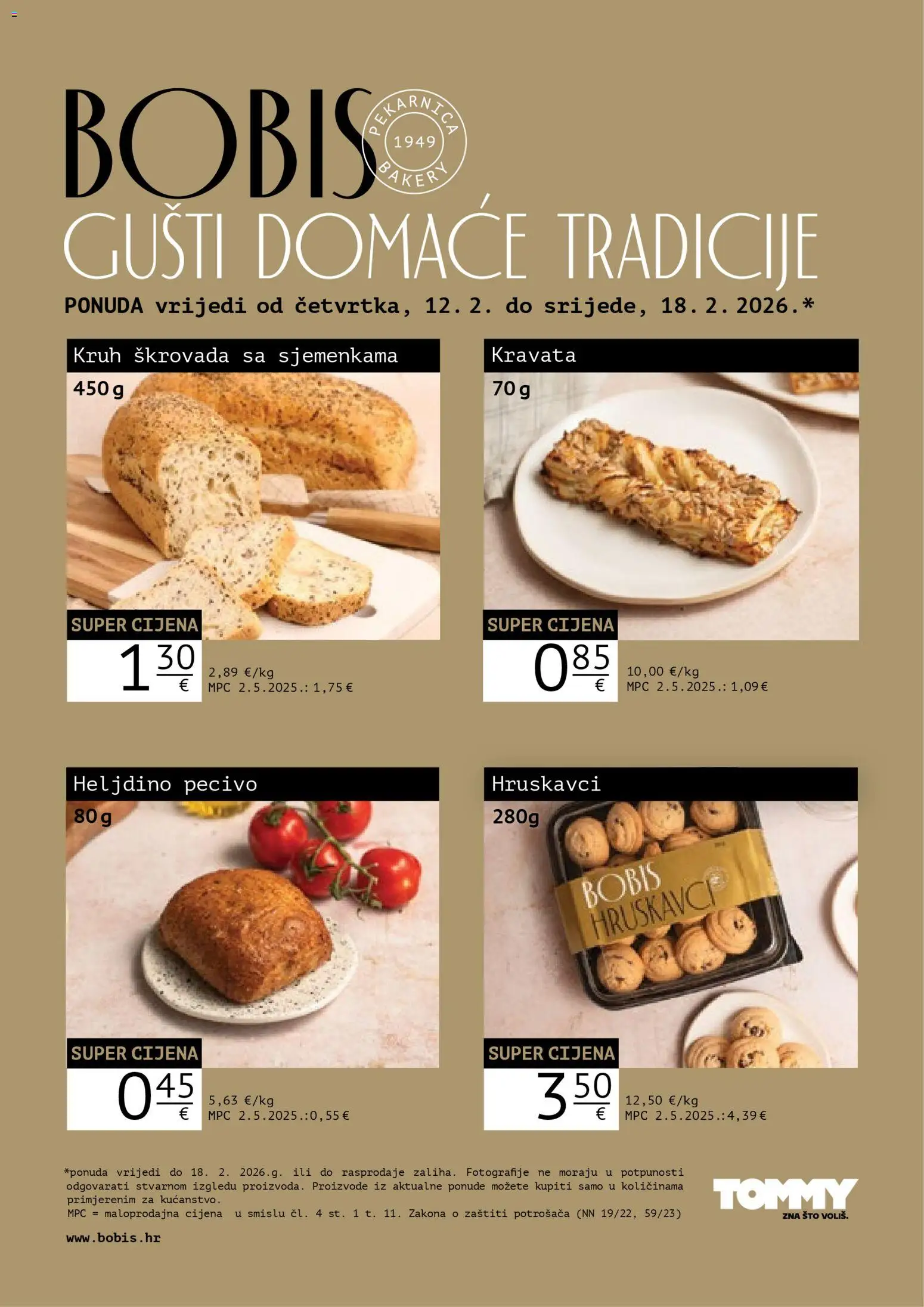 Tommy katalog | vrijedi od 12.02.2026 | Stranica: 1 | Proizvodi: Kruh, Pecivo