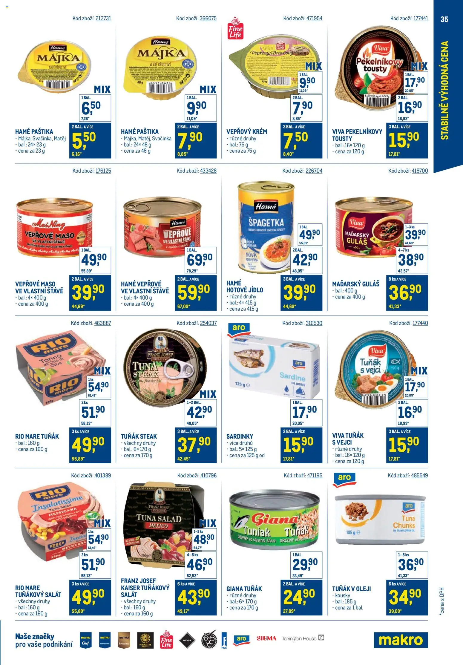 Makro leták - Stabilně výhodná cena - maloobchod od 24.09.2025 | Strana: 35 | Produkty: Vepřové maso, Salát, Maso, Guláš
