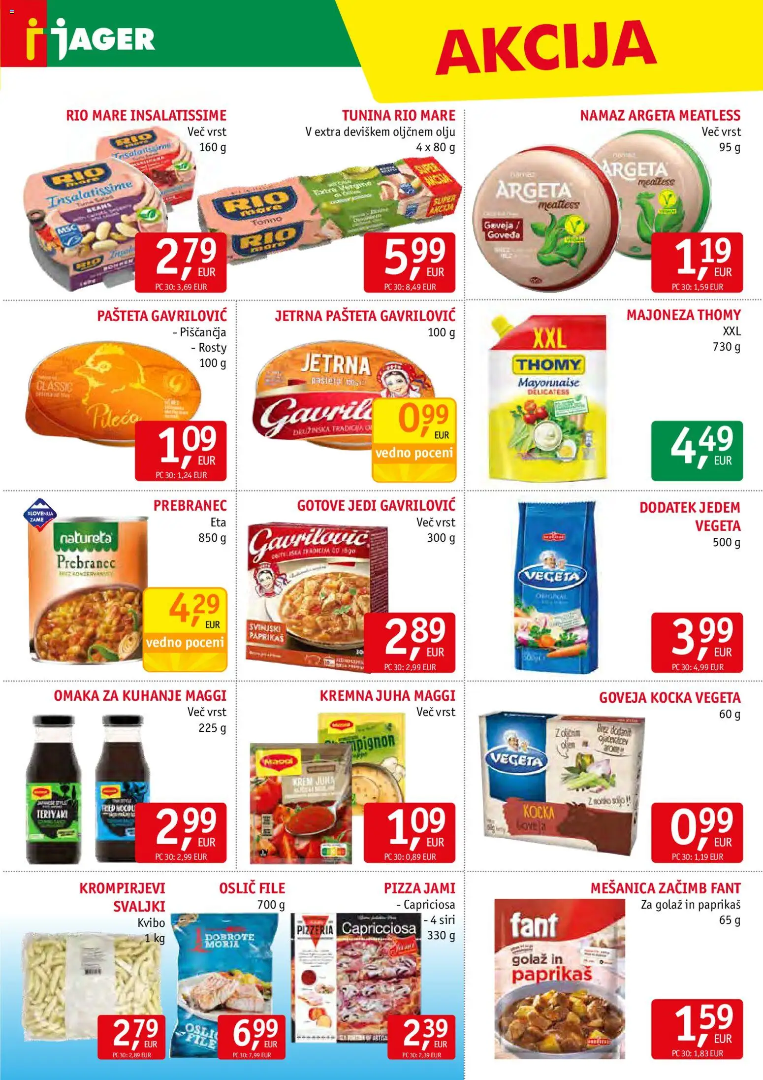 Novi Jager katalog ponudbe – veljaven od 28.01.2026 | Stran: 9 | Izdelki: Oslič, Juha, Pašteta, Omaka