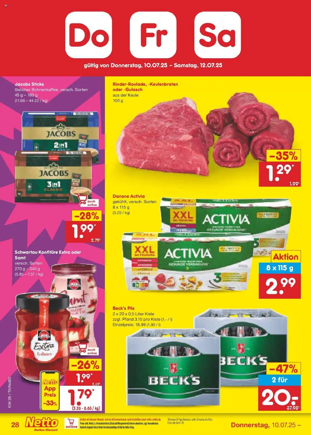 Netto Marken-Discount prospekt Herzberg	 - gültig ab dem 07.07.2025 | Seite: 44 | Produkte: Activia, Danone activia, Pils, Gulasch