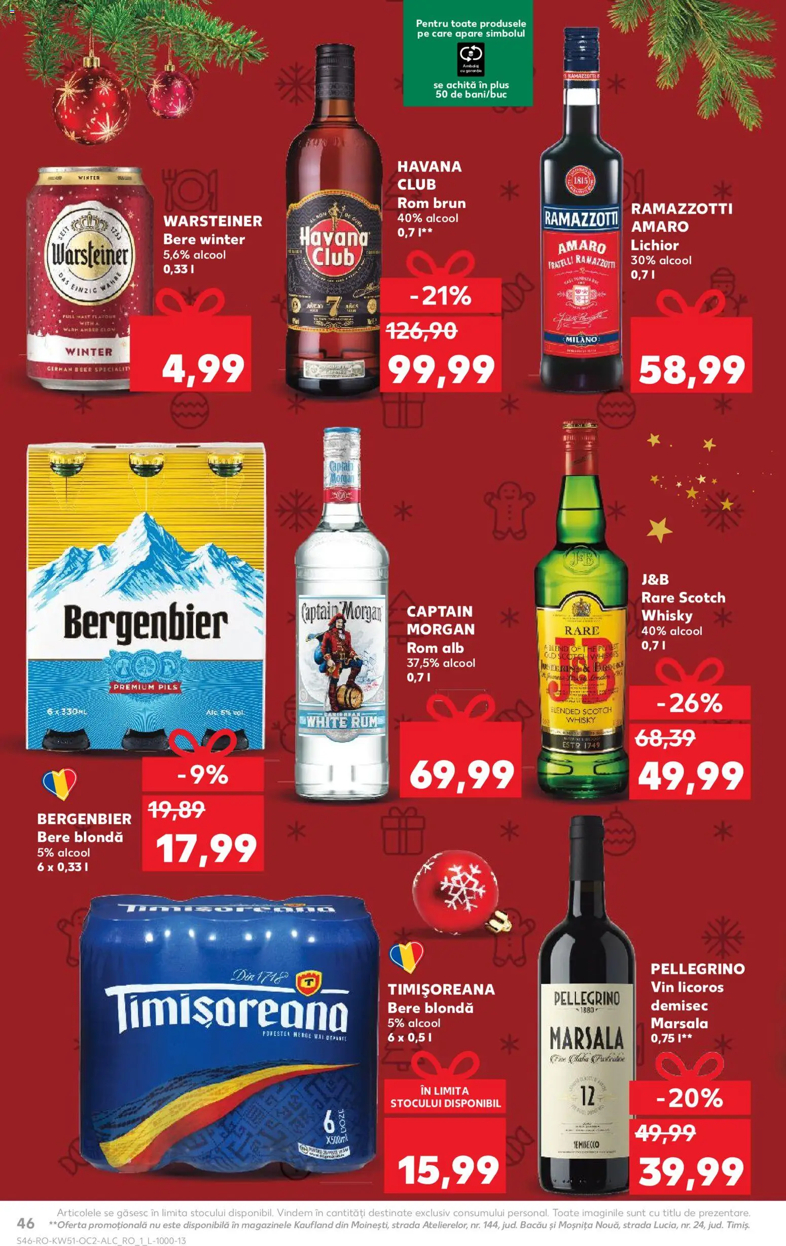 Kaufland RO akciós ujság - amely érvényes a következő dátumtól: 17.12.2025 | Oldal: 46 | Termékek: Rum, Captain morgan, Whisky