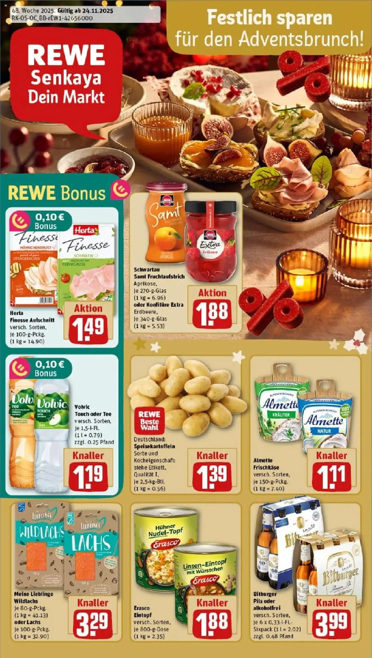 Rewe prospekt Berlin / Hansaviertel	 – gültig ab 23.11.2025 | Seite: 1 | Produkte: Almette, Lachs, Tee, Frischkase