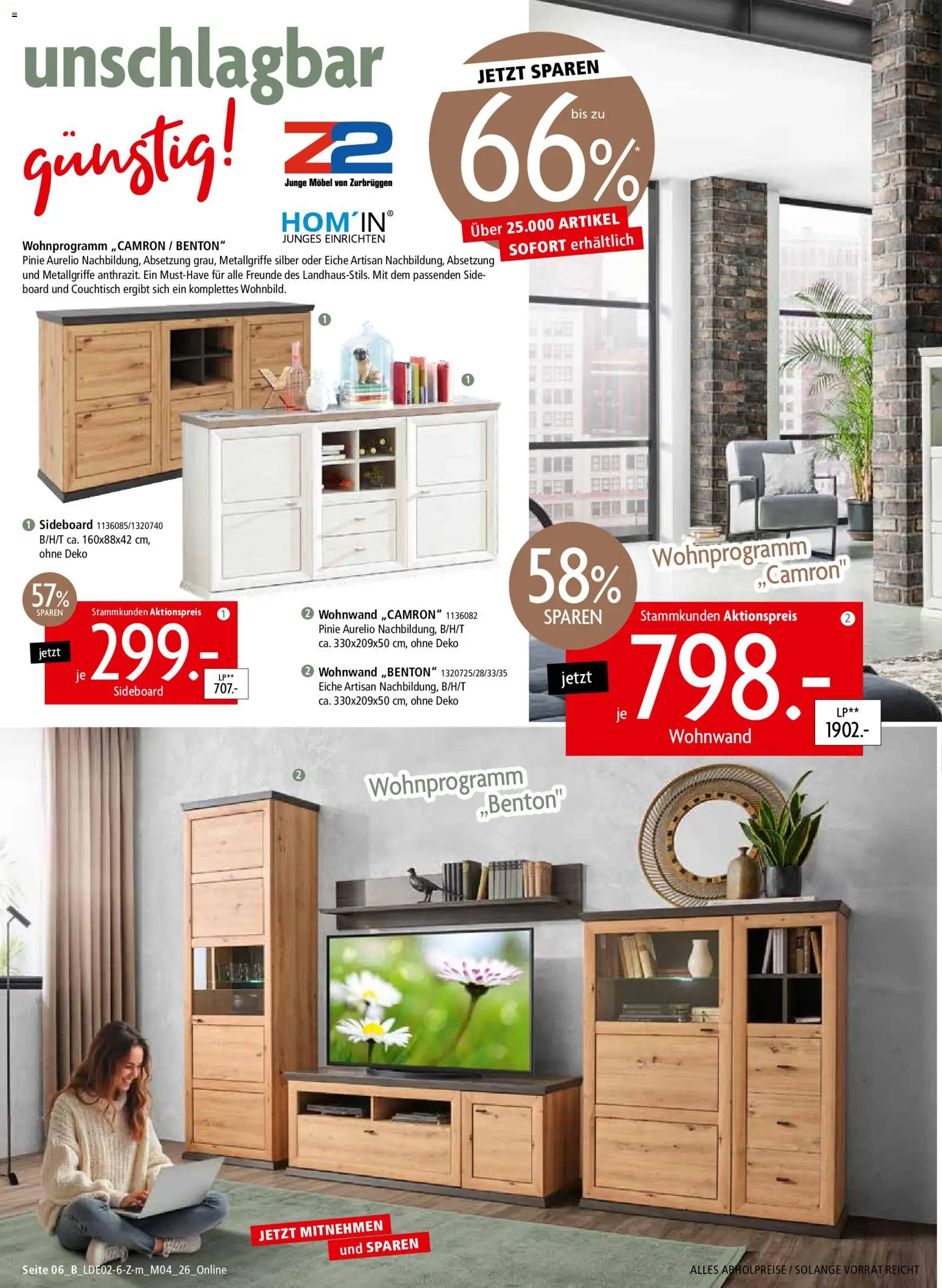 Zurbrüggen Prospekt 	 – gültig ab 22.02.2026 | Seite: 10 | Produkte: Sideboard, Wohnwand, Couchtisch