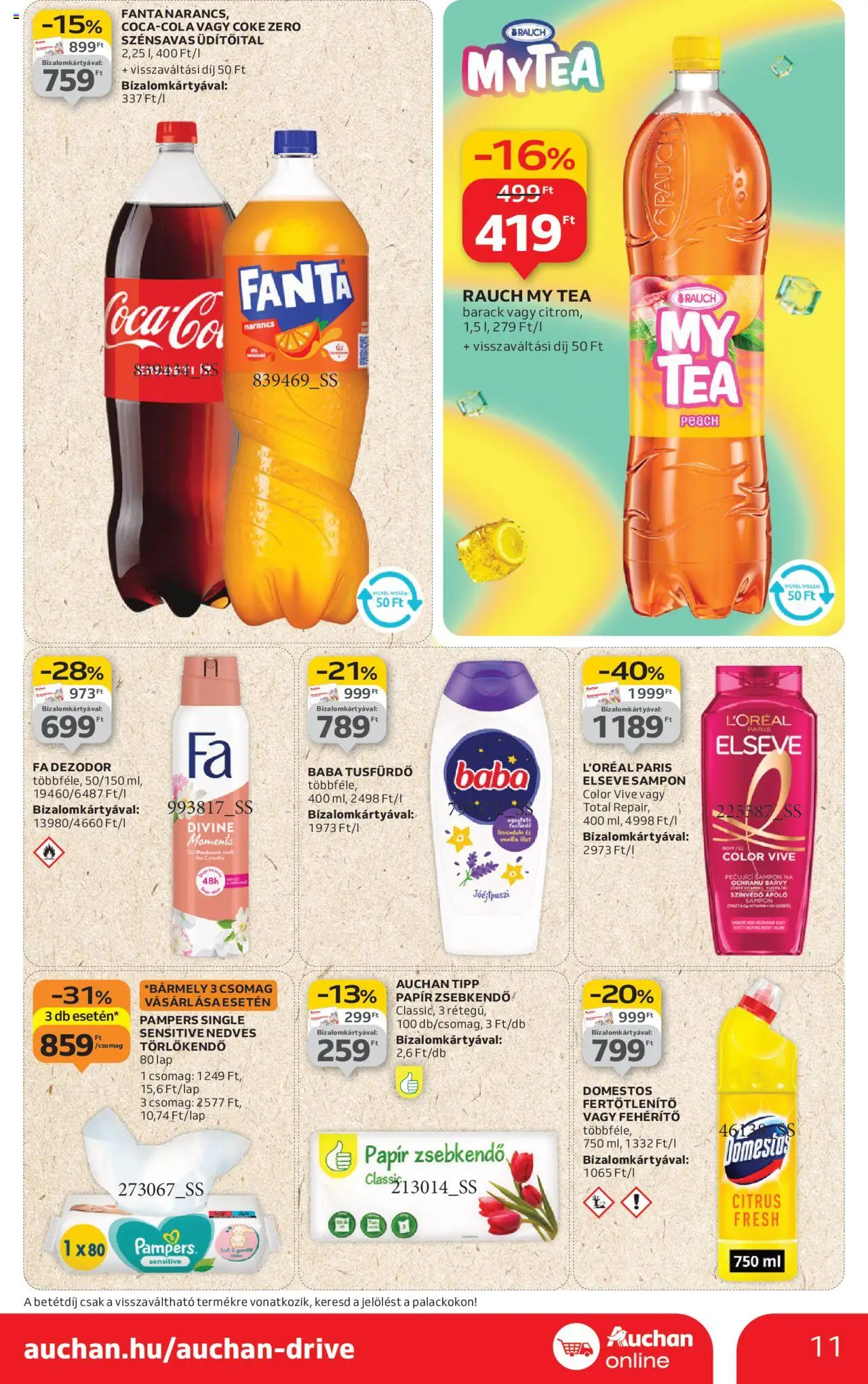 Auchan akciós ujság - amely érvényes a következő dátumtól: 28.08.2025 | Oldal: 11 | Termékek: Pampers, Fanta, Törlőkendő, Levendula