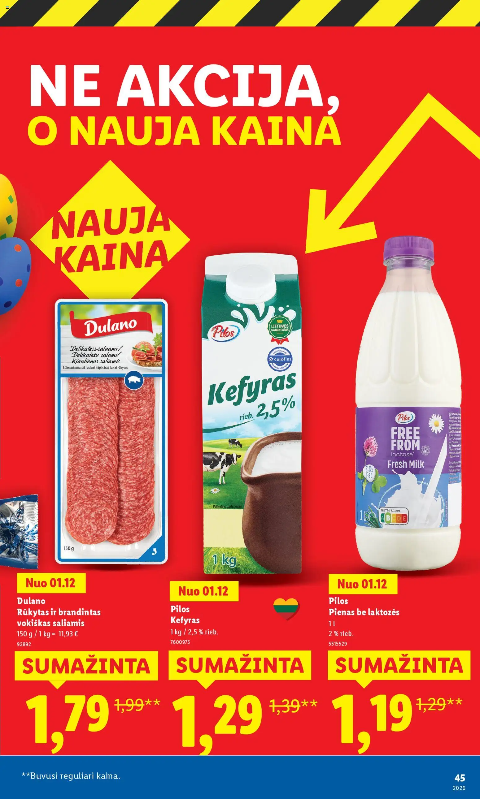LIDL akcijos nuo 16.03.2026 | Puslapis: 45 | Prekių: Kiaulienos, Pienas, Saliamis