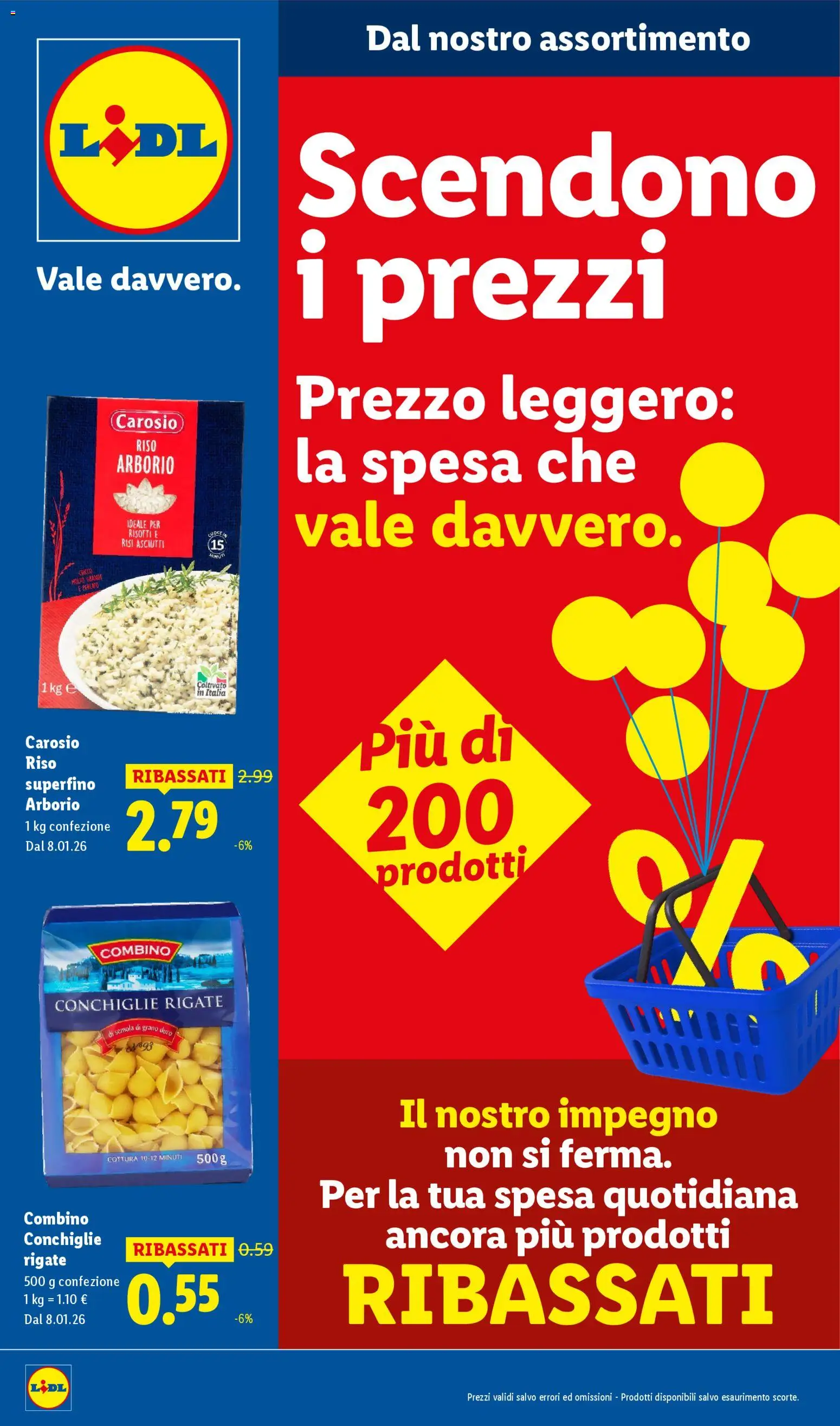 Volantino Lidl del 08.01.2026 | Pagina: 1 | Prodotti: Riso, Pasta