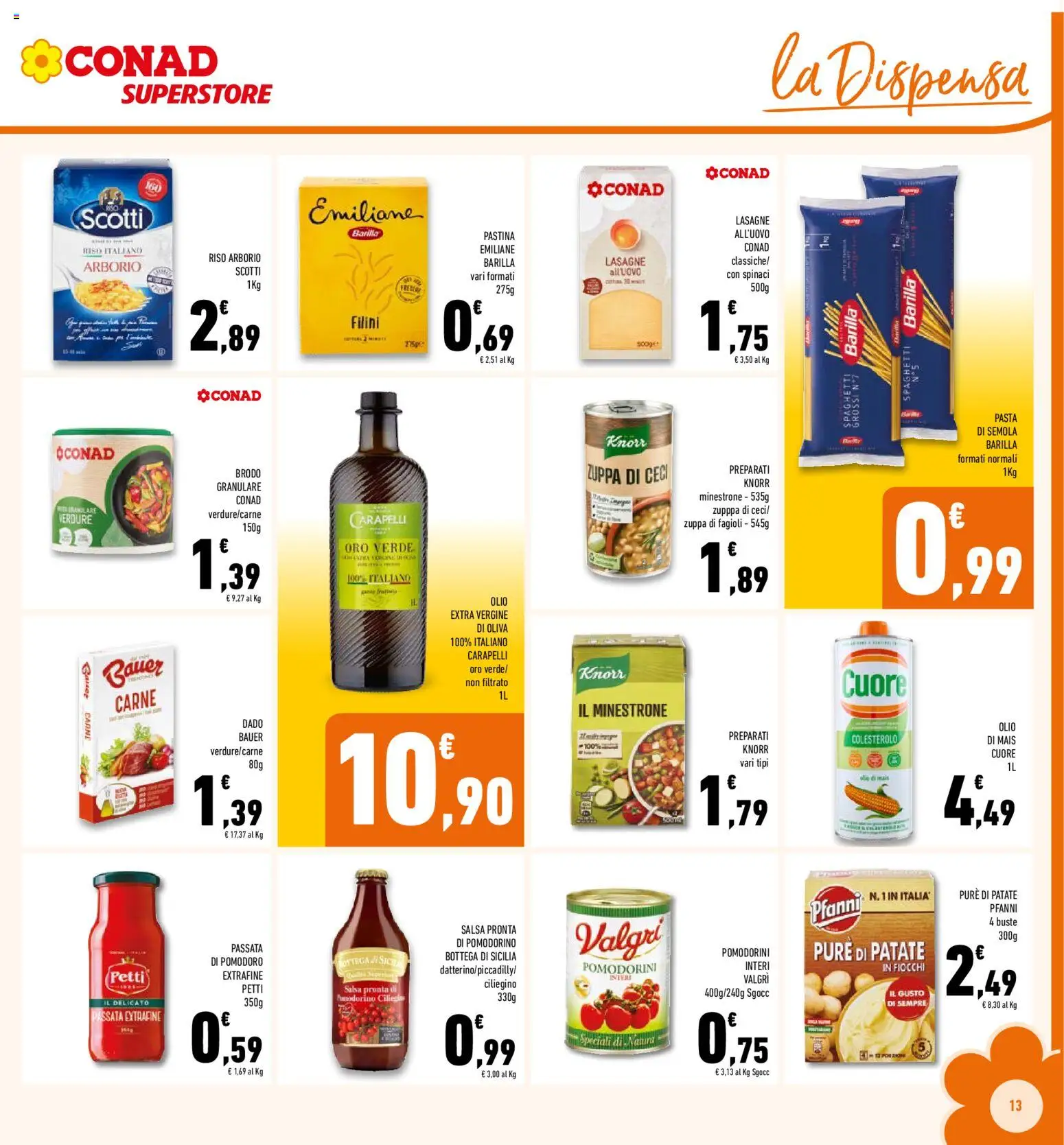 Volantino Conad del 19.11.2025 | Pagina: 13 | Prodotti: Minestrone, Ceci, Olio, Pasta