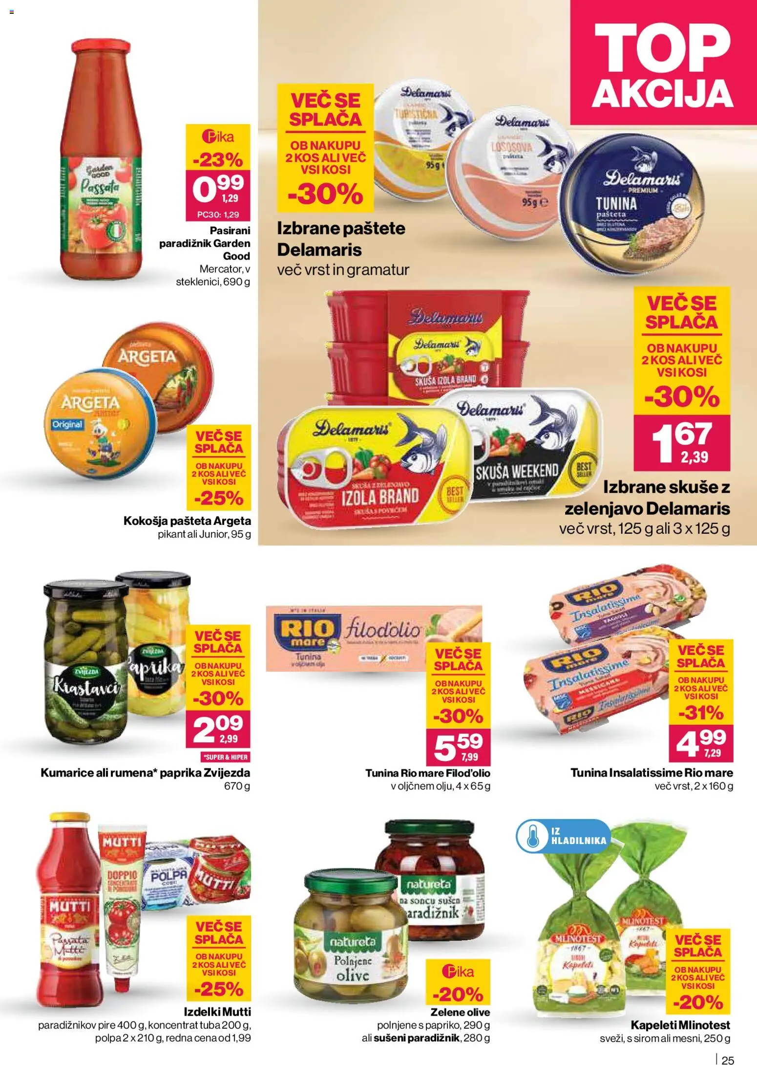 Novi Mercator katalog ponudbe – veljaven od 23.10.2025 | Stran: 25 | Izdelki: Tuna, Kos, Paradiznik, Kumarice