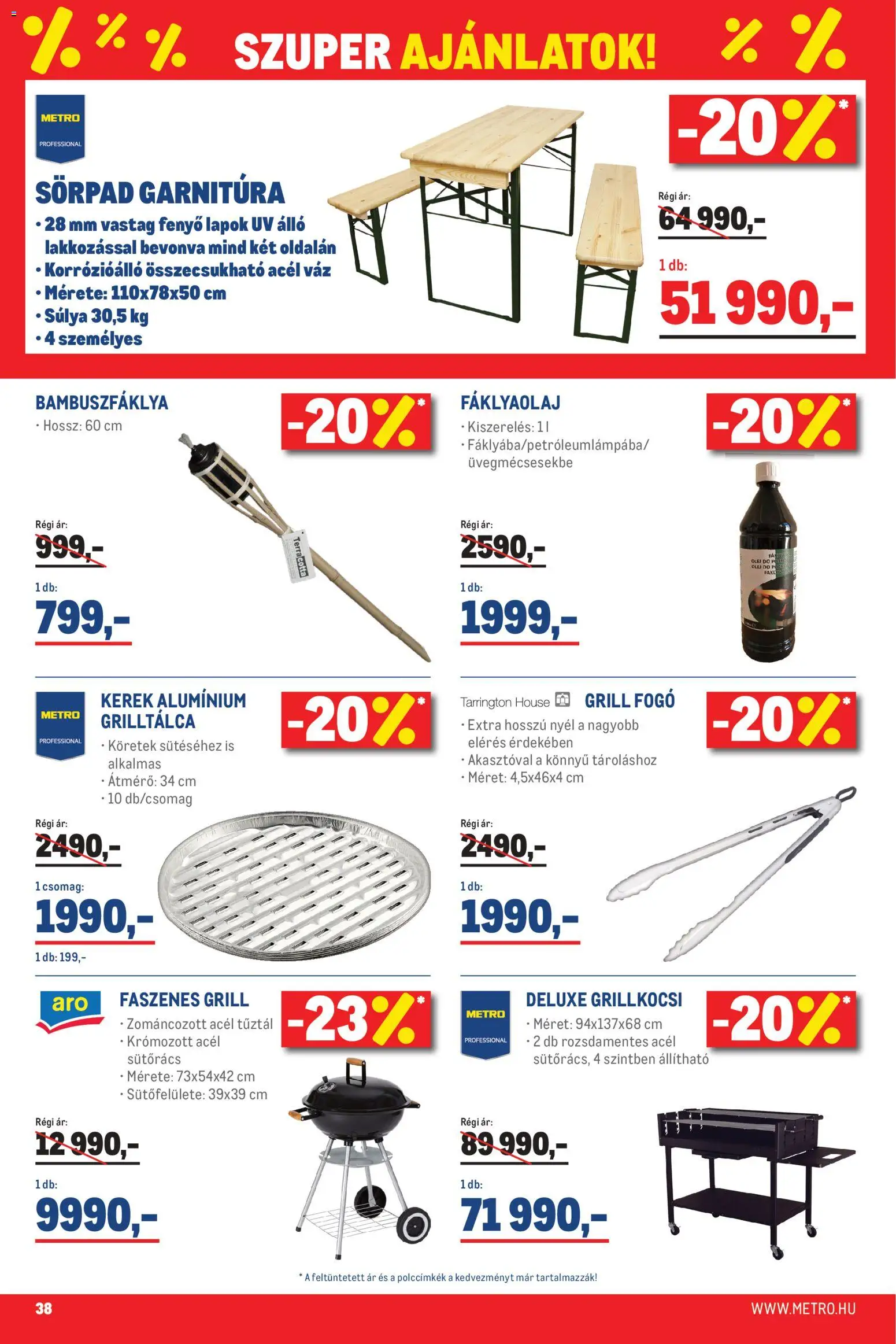 Metro akciós ujság - amely érvényes a következő dátumtól: 02.05.2026 | Oldal: 38 | Termékek: Sörpad, Grilltálca, Grill, Sörpad garnitúra
