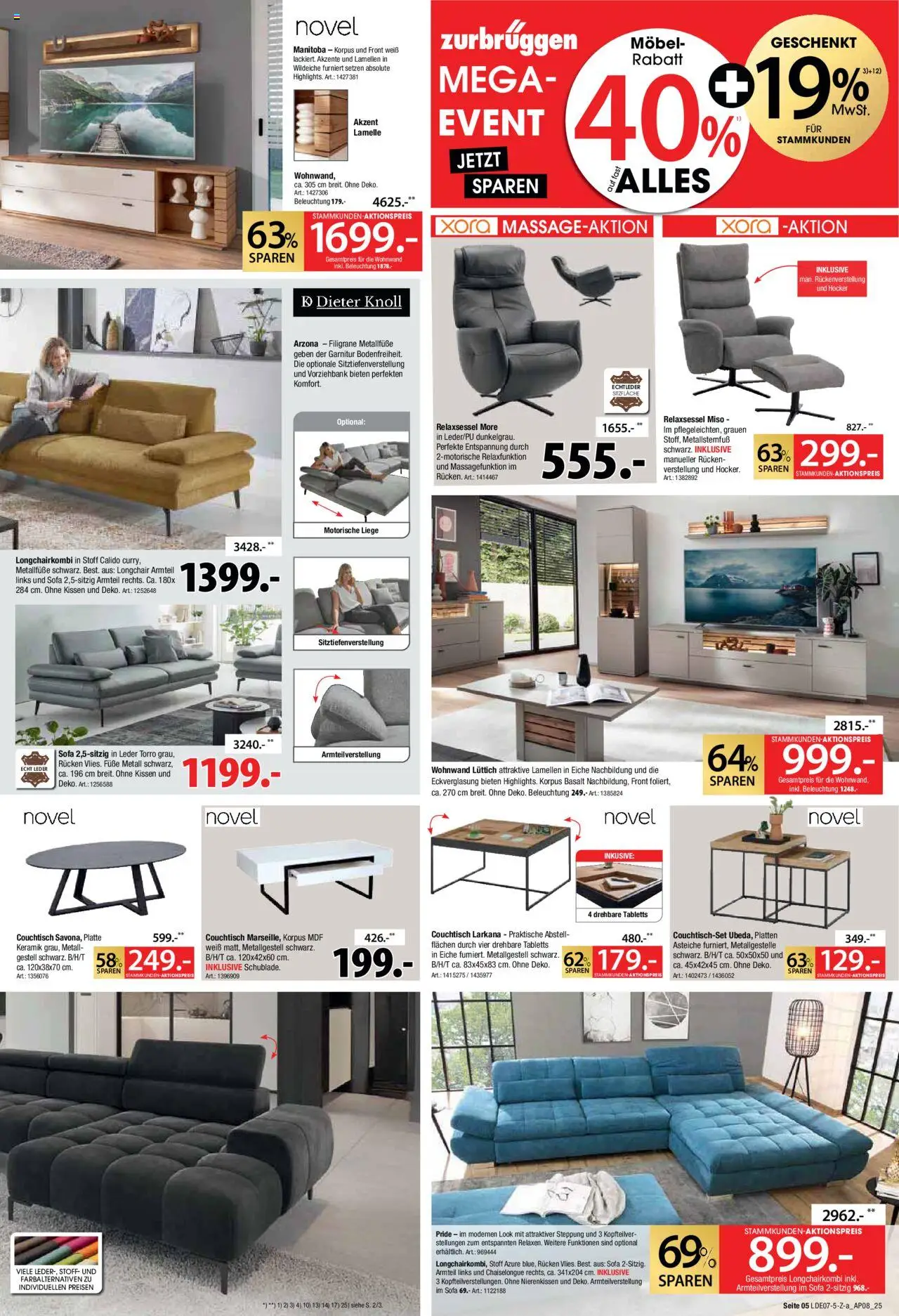 Zurbrüggen Mega- Event - gültig ab dem 21.07.2025 | Seite: 5 | Produkte: Kissen, Sofa, Couchtisch, Liege