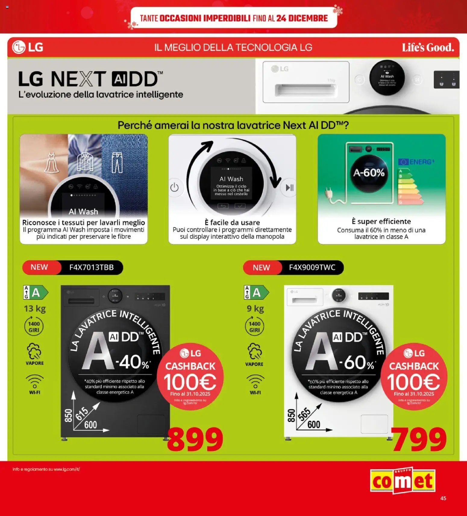Volantino Comet del 12.12.2025 | Pagina: 45 | Prodotti: Lavatrice
