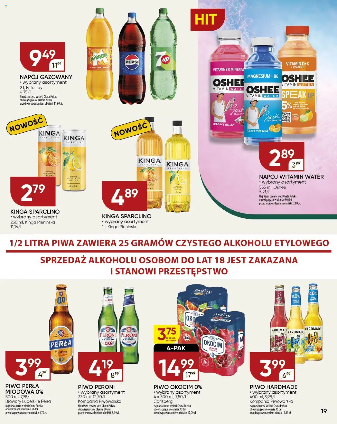 Chata Polska Gazetka od 31.07.2025 | Strona: 19 | Produkty: Malina, Pepsi, Piwo perła, Piwo