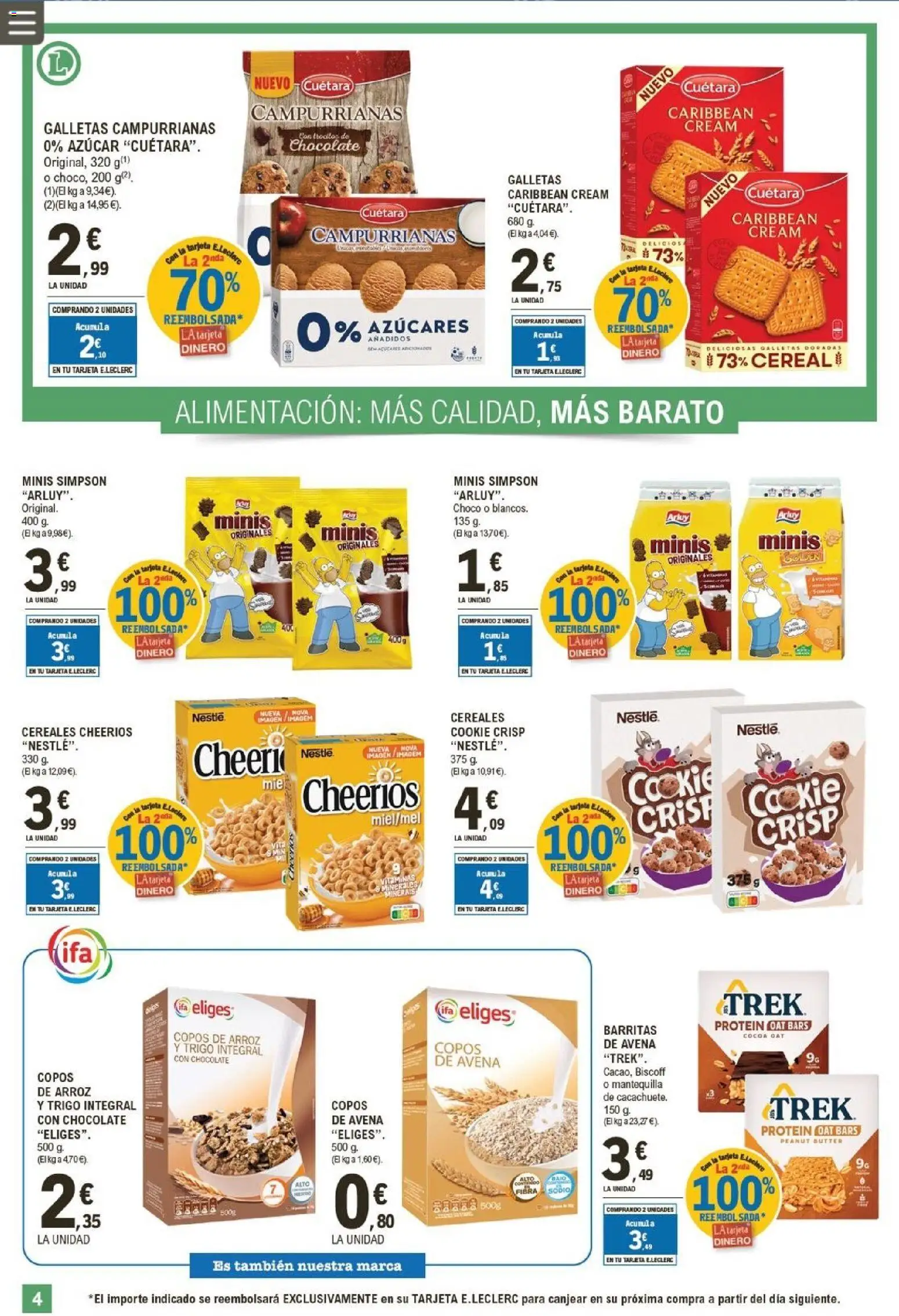 E.Leclerc folleto │ válido desde el 11.03.2026 | Página: 4 | Productos: Chocolate, Arroz, Copos, Συσκευή ροής