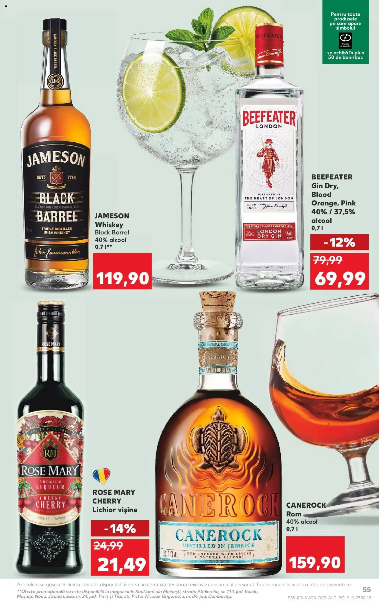 Noul catalog Kaufland – valabil de la 04.03.2026 | Pagină: 55 | Produse: Lichior, Rom, Gin, Whiskey