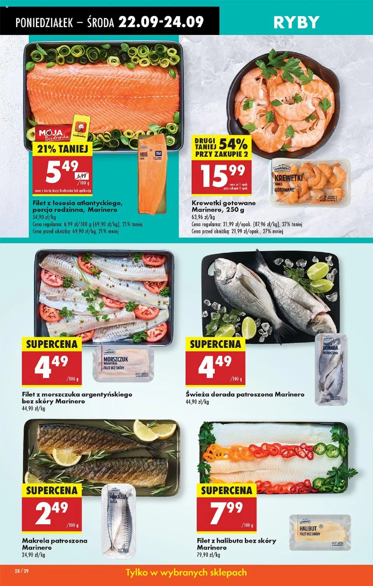 Biedronka gazetka od 22.09.2025 | Strona: 32 | Produkty: Karta, Halibut, Łosoś, Morszczuk