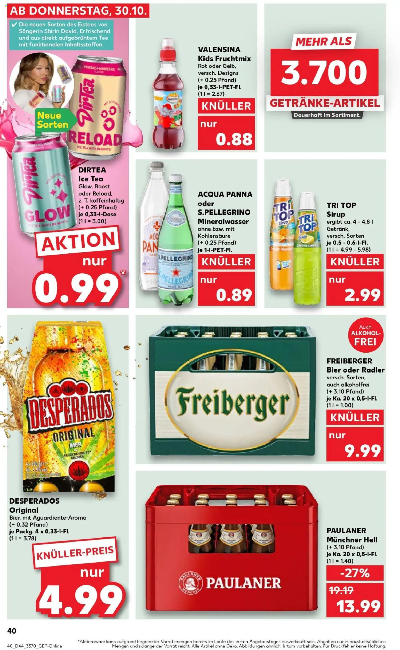Kaufland prospekt Magdeburg	 – gültig ab 30.10.2025 | Seite: 40 | Produkte: Mineralwasser, Radler, Desperados, Paulaner