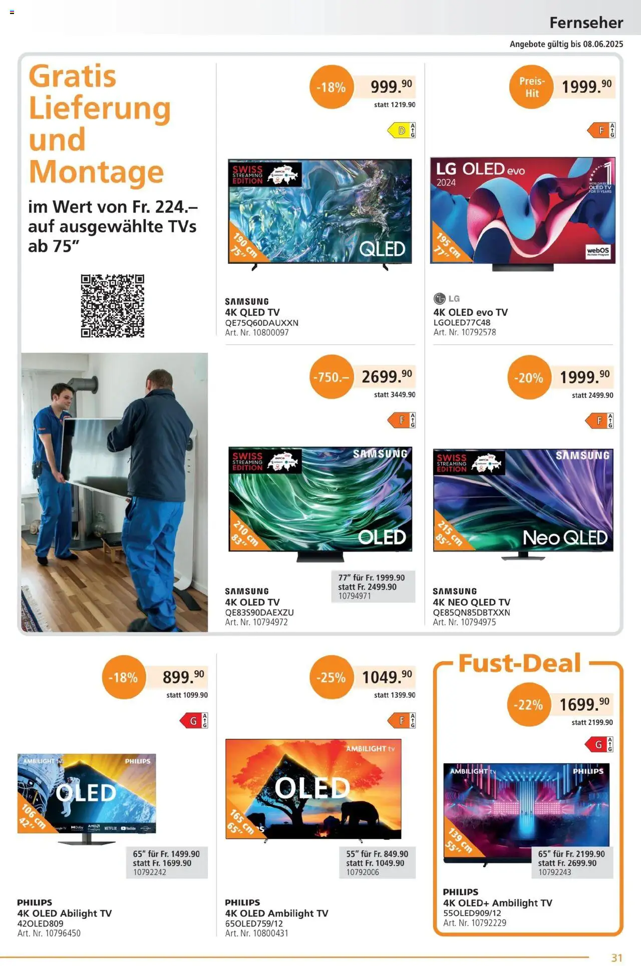 Fust Aktionen ab 26.05.2025 | Seite: 31 | Produkte: Fernseher, Samsung, LG, Philips