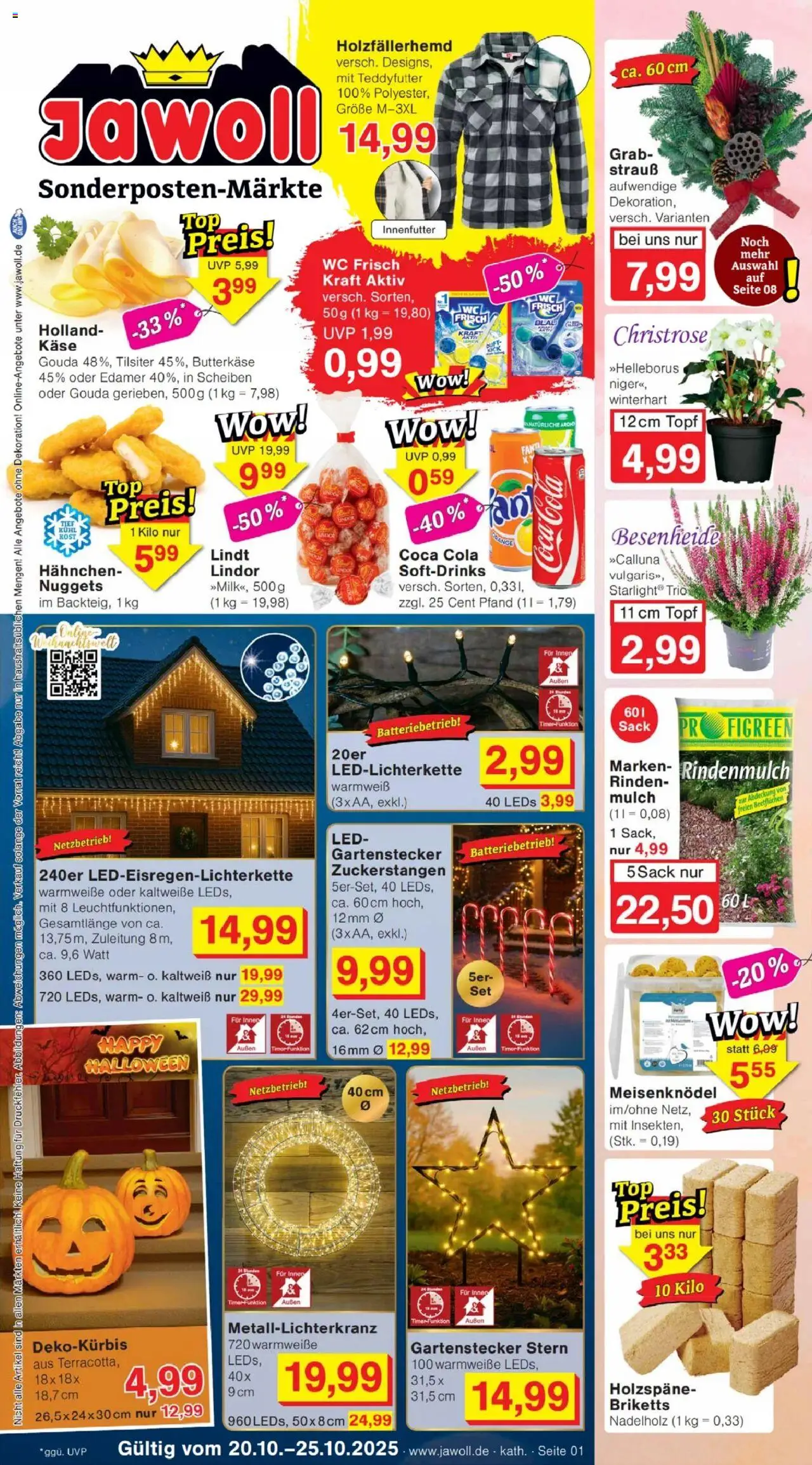 Jawoll Prospekt – gültig ab 20.10.2025 | Seite: 1 | Produkte: Hahnchen, Cola, Gouda, Lindt