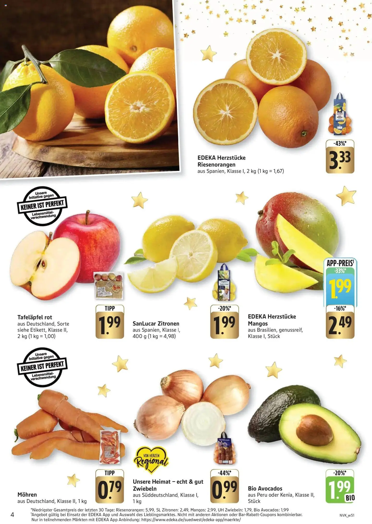 Edeka prospekt Mainz-Finthen	 – gültig ab 15.12.2025 | Seite: 4 | Produkte: Mohren, Zwiebeln, Zitronen