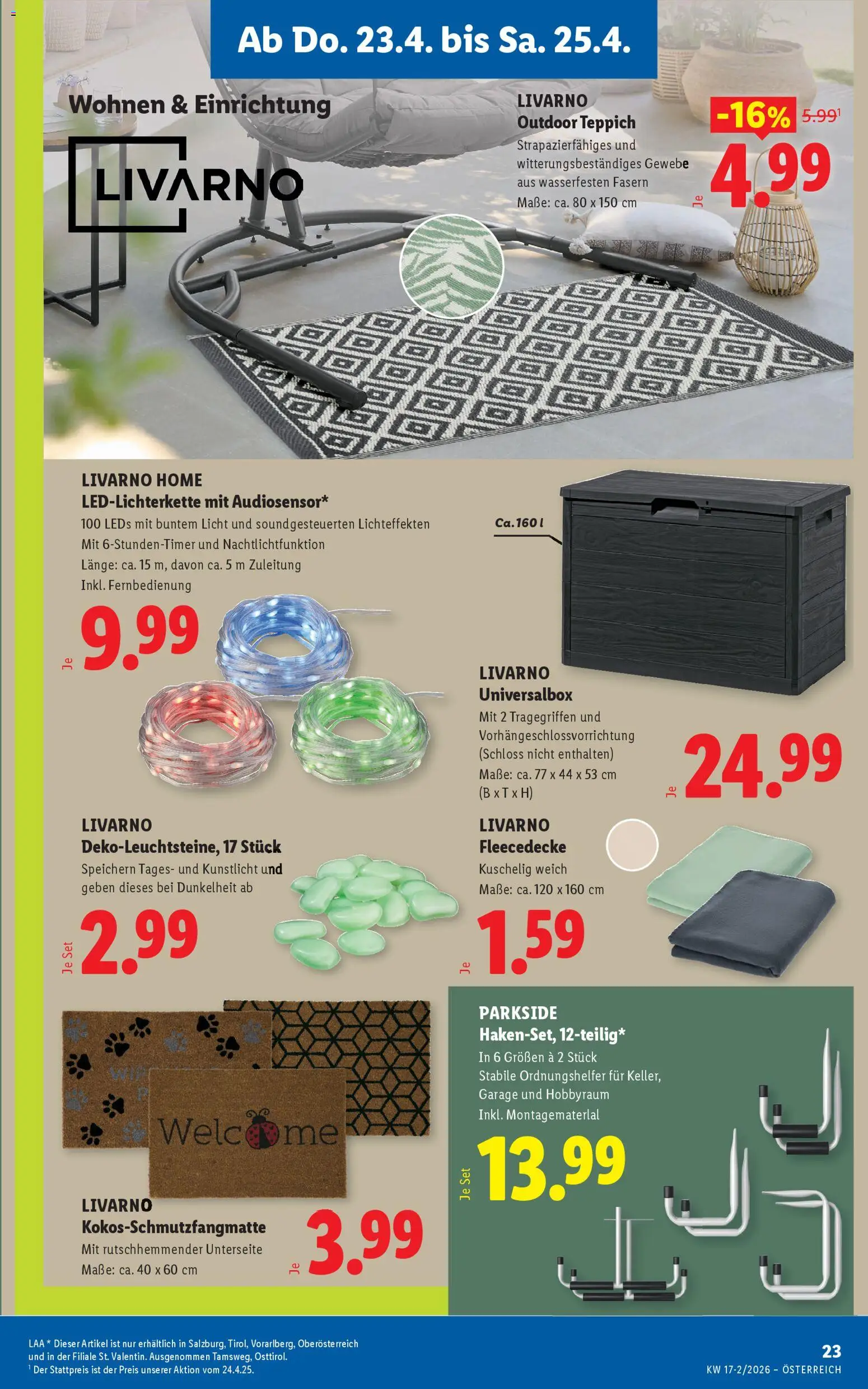Lidl Flugblatt - Altenmarkt im Pongau, St. Johann im Pongau, Zell am See gültig ab 23.04.2026 | Seite: 25 | Produkte: Teppich
