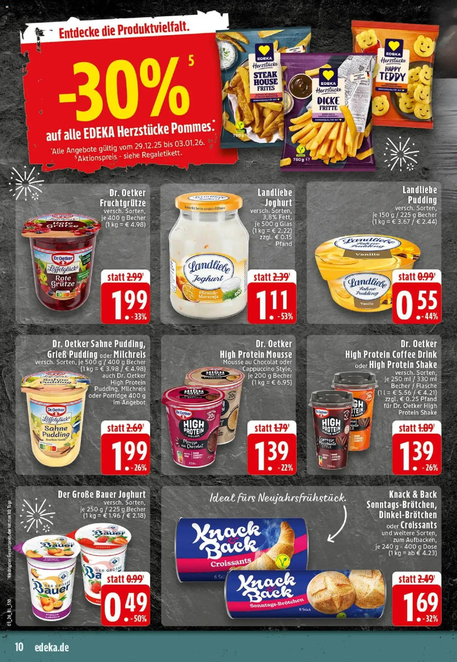Edeka prospekt Mettingen	 – gültig ab 28.12.2025 | Seite: 10 | Produkte: Joghurt, Landliebe joghurt, Steak, Sahne