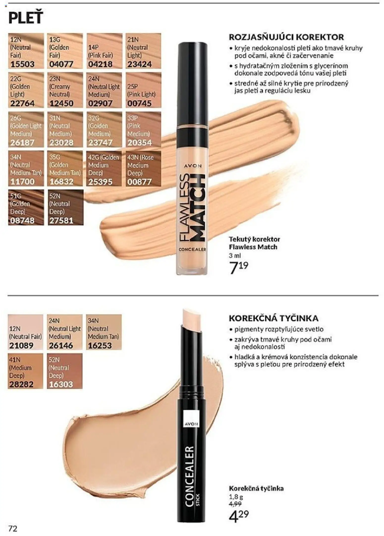 Nové Avon akcie – leták je platný od 01.11.2025 | Strana: 72 | Produkty: Svetlo, Korektor