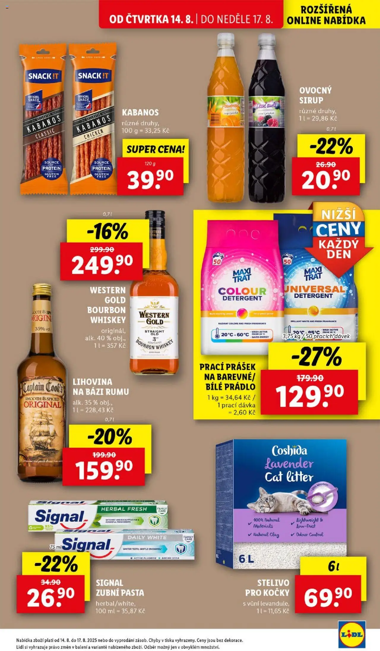 Lidl leták od 14.08.2025 | Strana: 17 | Produkty: Rum, Whiskey, Stelivo pro kočky, Stelivo
